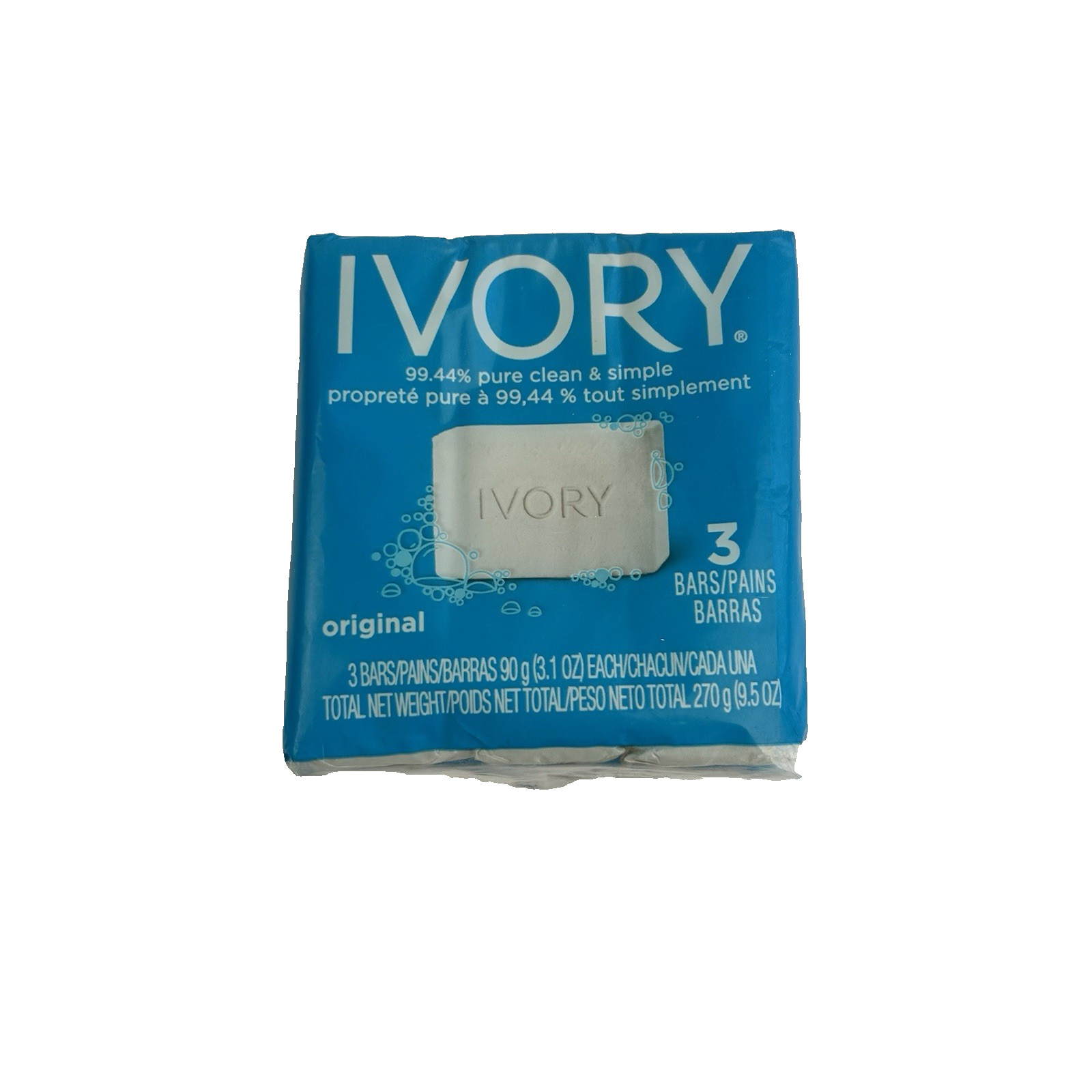 Vintage Original Ivory Soap Bar 3 Pack 9.5oz 99.44% Pure Clean Simple Sealed NOS