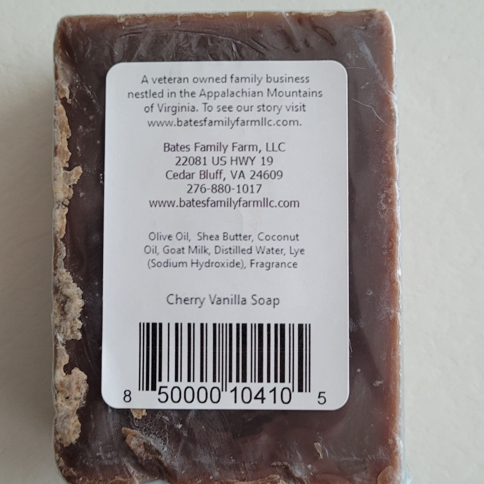 Bates Family Farm Cherry Vanilla Fat and Lye Soap Goat Milk Olive Oil Natural