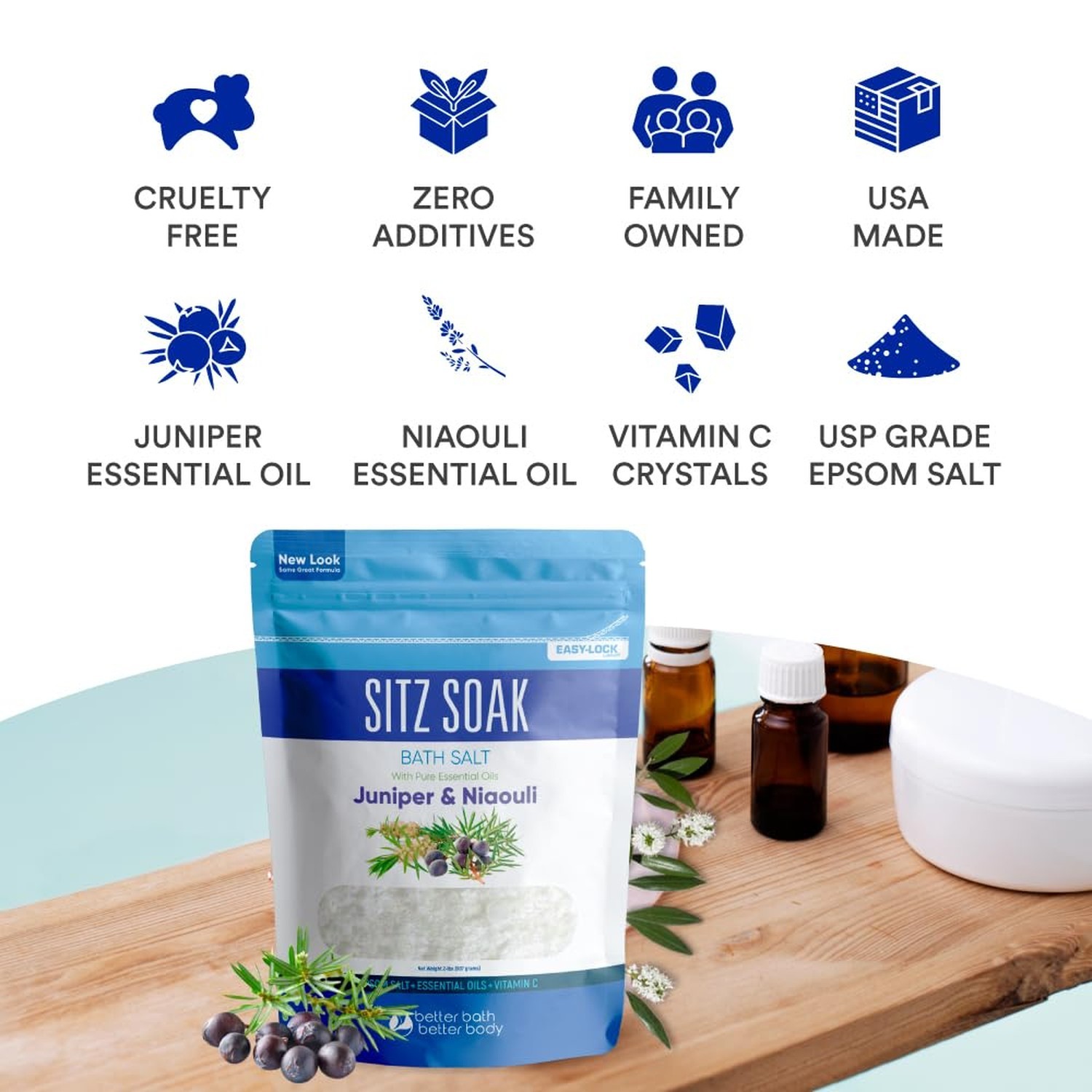 Sitz Bath Soak 2-Lbs Sitz Salt Epsom Salt Hemorrhoid Soothing with Pure Essen…