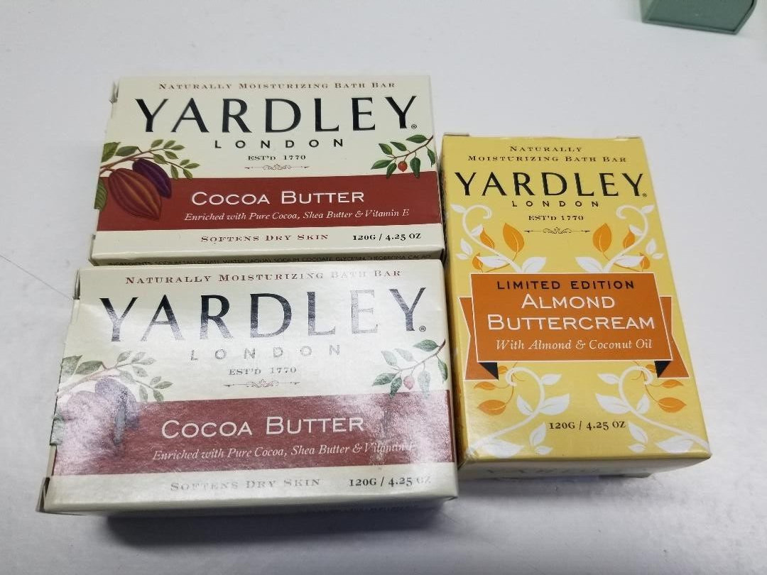2 Yardley London Pure Cocoa Butter & 1 limited Ed Almond Buttercream