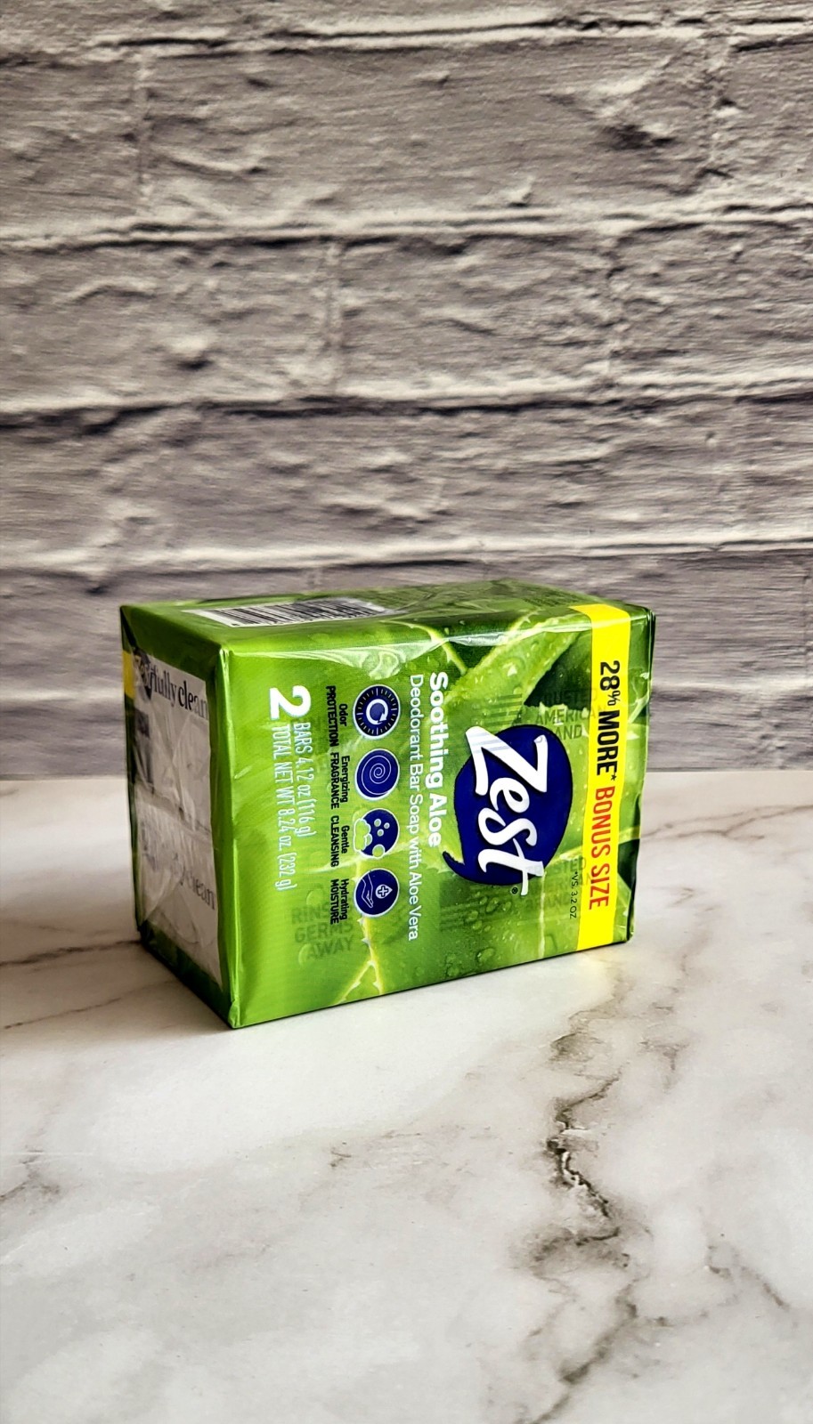 Pack of 2 Zest Soothing Aloe Deodorant Bar Soap – 4.12 oz Bars Brand New