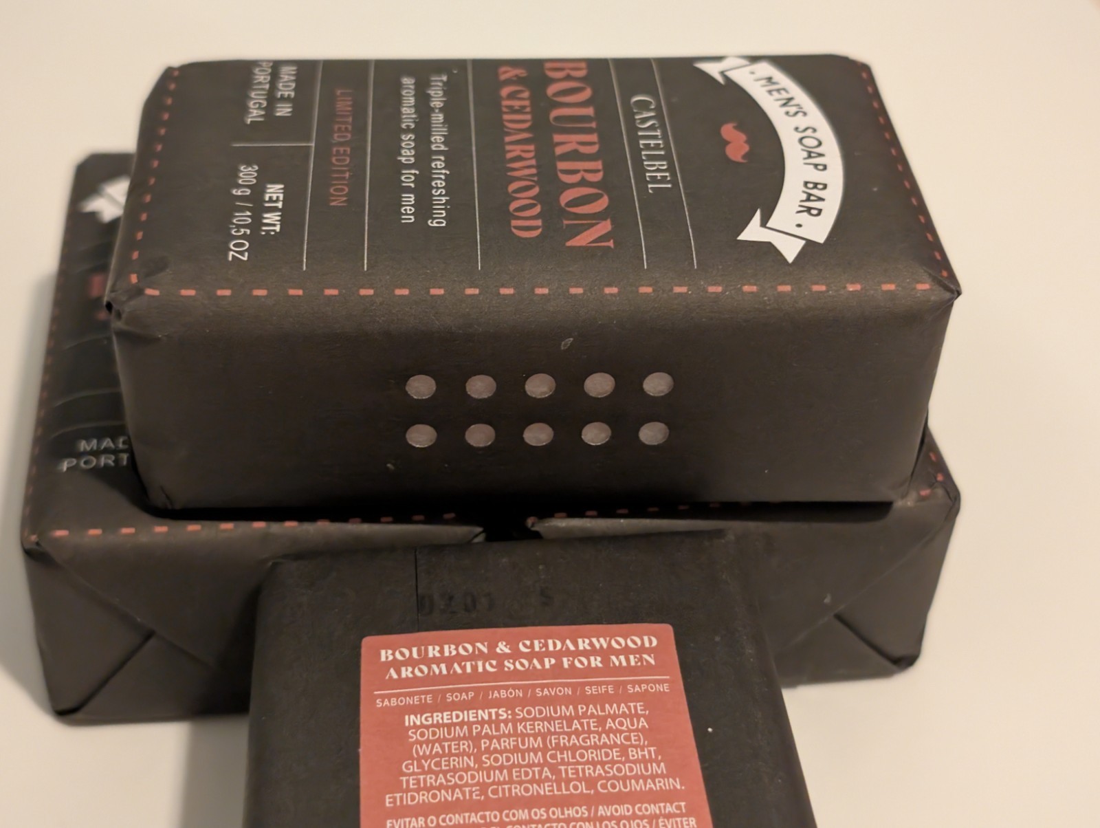4 Castelbel BOURBON CEDARWOOD Limited Edition Triple Milled Bar Soap 10.5oz Men