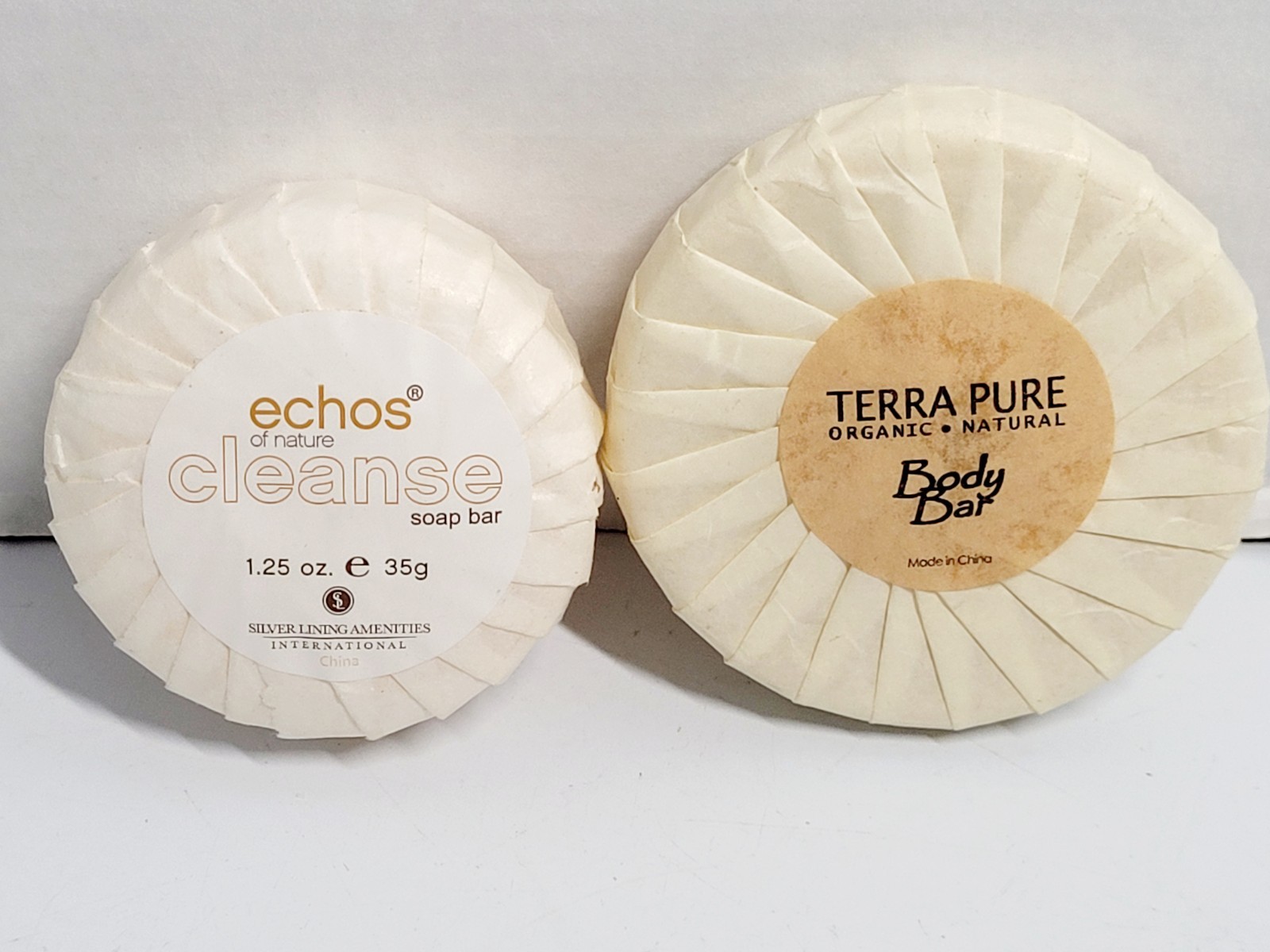 (Lot Of 2)Terra Pure Body & Echos Bar Soap 1.25oz Individually Tissue Pleat Wrap
