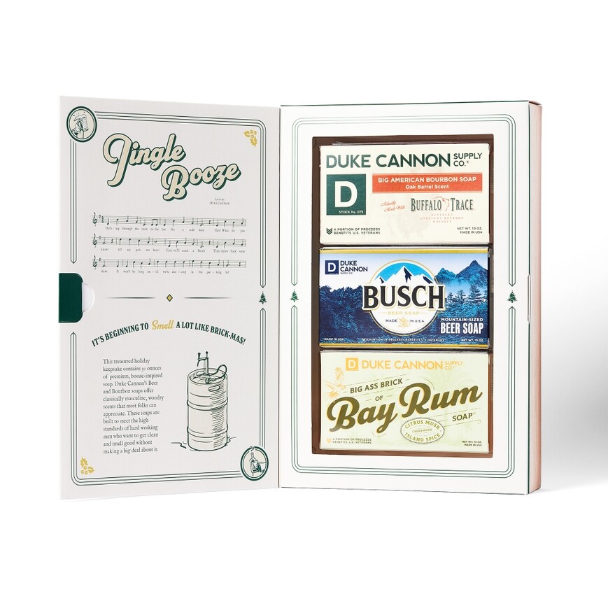 Duke Cannon Men’s Soap Bar GIFT SET – JINGLE BOOZE – 3 FULL BARS 10oz ea