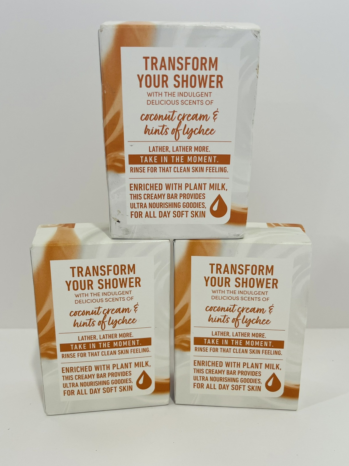 3 X Dove Beauty Plant Based Bar Soap Coconut Milk & Sugar Lychee 5 oz