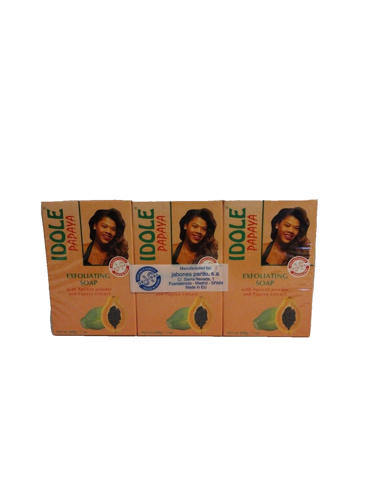 ID0LE Papaya Exfoliating Bar Soap with Apricot Powder 7 oz / 200 g Pack of 3