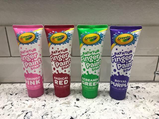 4 pc Crayola Bathtub finger paint soap tube green, purple, red. pink
