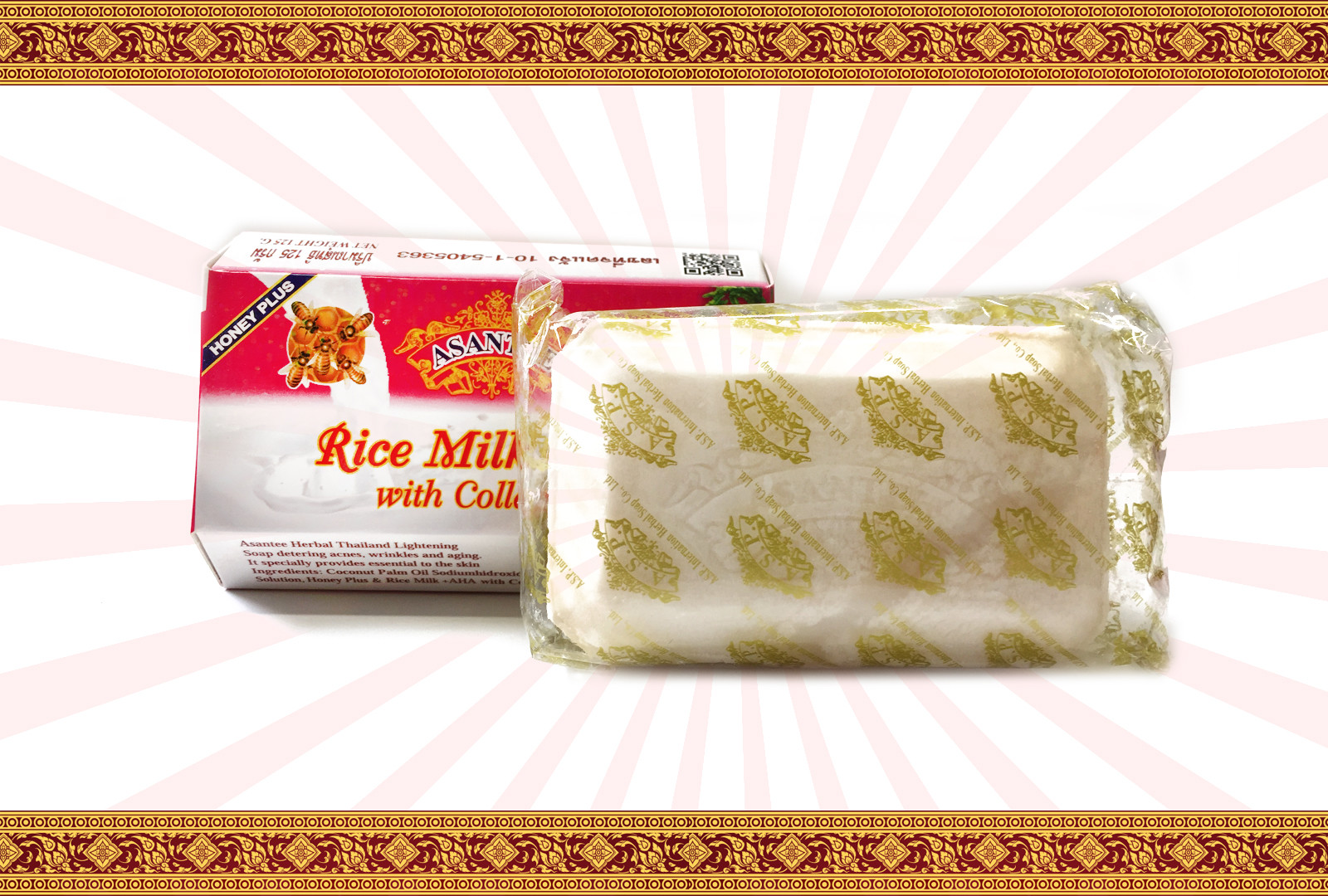 Asantee Rice Milk with Collagen & Honey Skin brightening Facial Soap 125 g 6pk