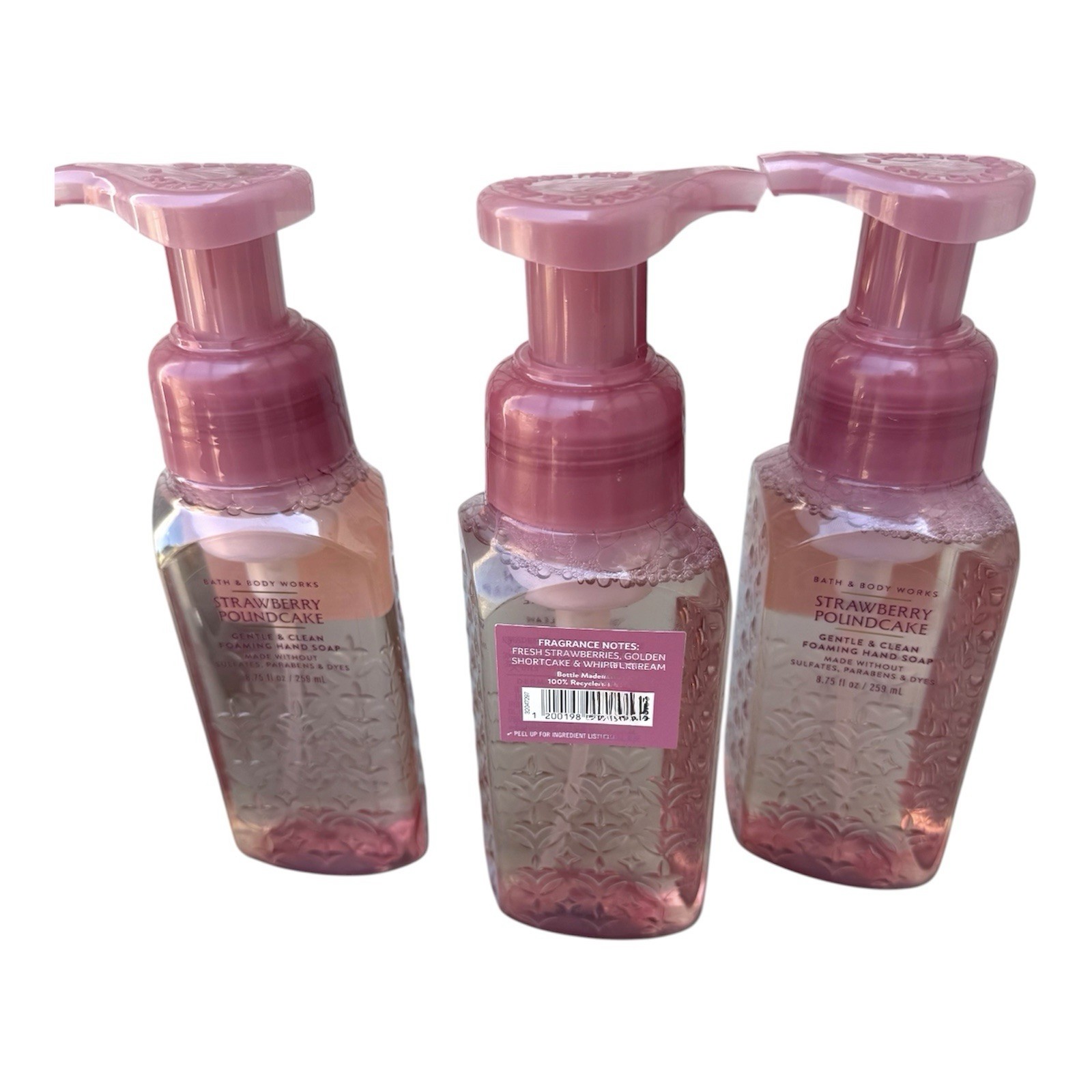 3 NEW Bath & Body Works Strawberry Pound Cake Gentle Foaming Hand Soap 8.75 oz