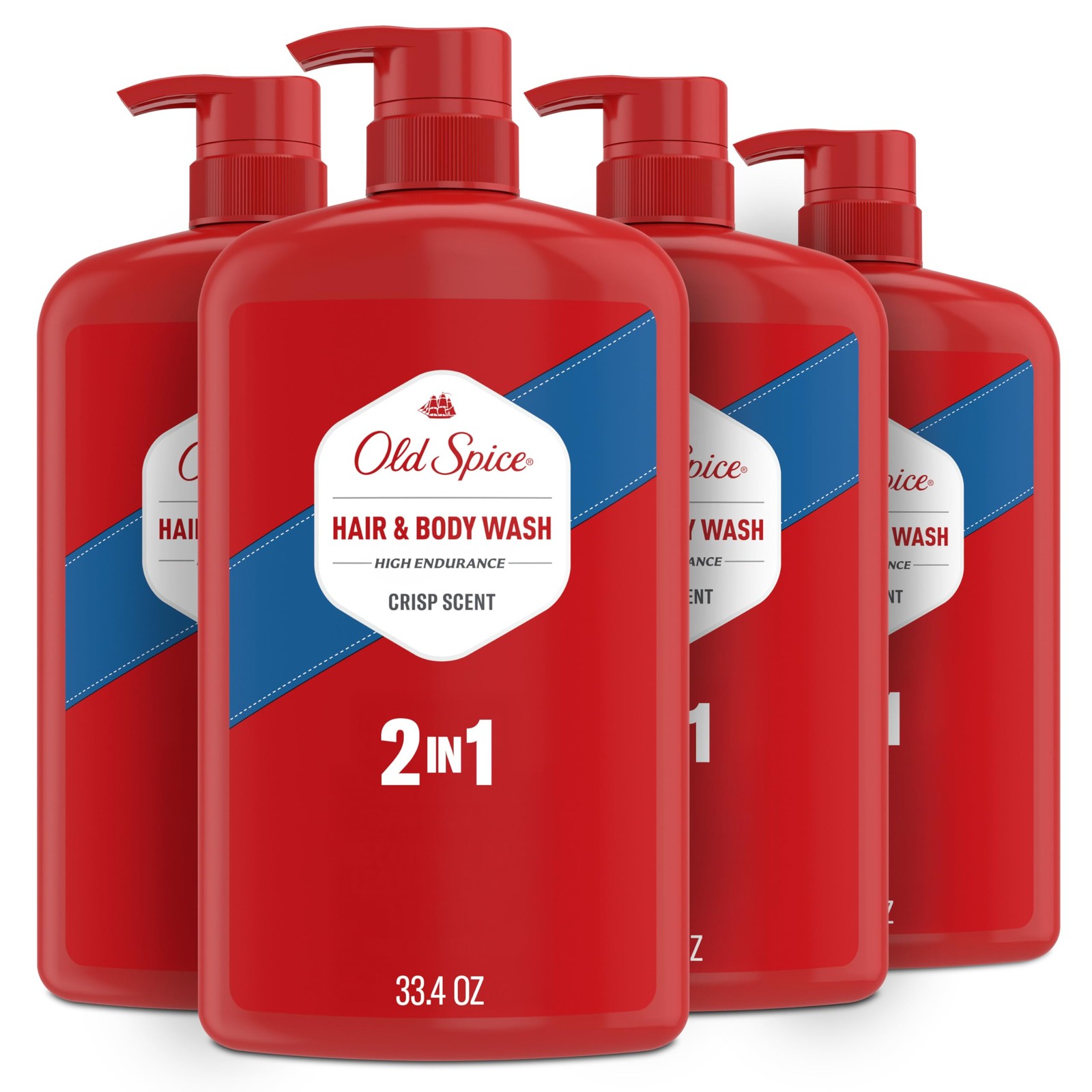 Old Spice Refreshing 2-in-1 Body & Face Wash for Men, 33.4 Fl Oz (Pack of 4)