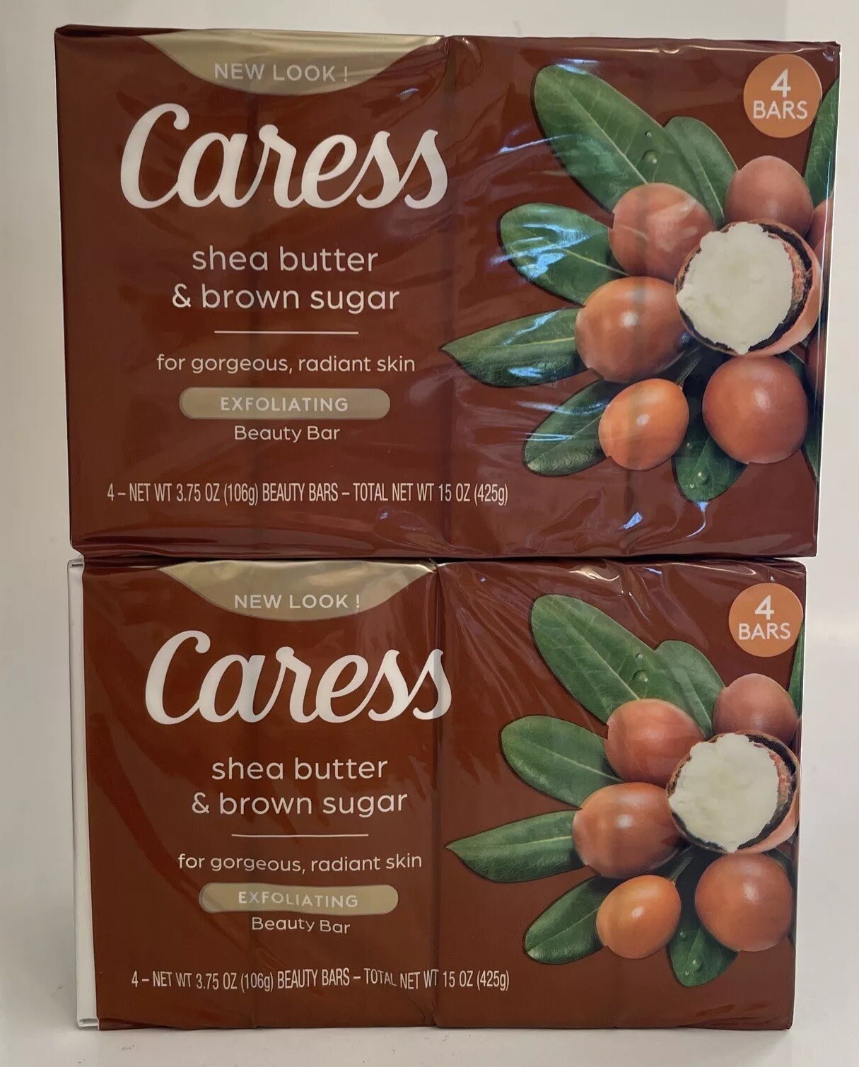 8 Caress Shea Butter Brown Sugar Exfoliating Beauty Bar (4-pk x 2) 3.75 oz.