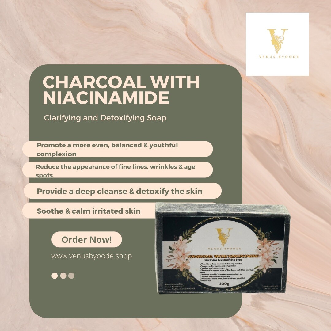 Charcoal With Niacinamide Soap 100g X 3 Bars