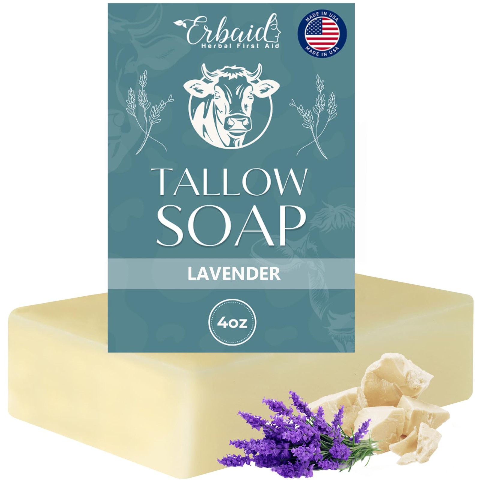 Beef Tallow Soap Bar – All Natural Grass Fed 4 Ounce (Pack of 1)