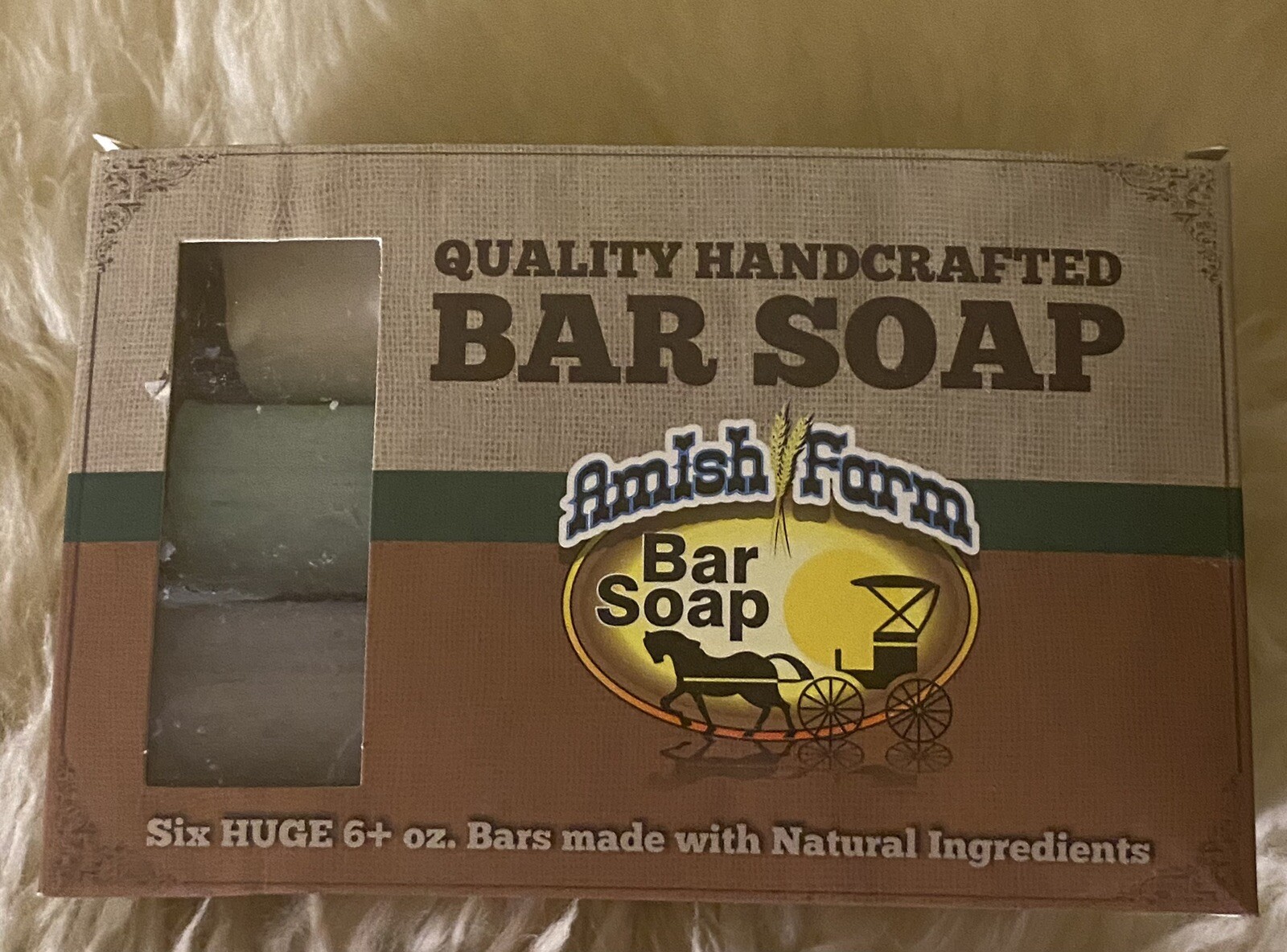 Amish Farm Handcrafted Natural Ingredients Bar Soap 6 Huge 6+ oz Bars in Box