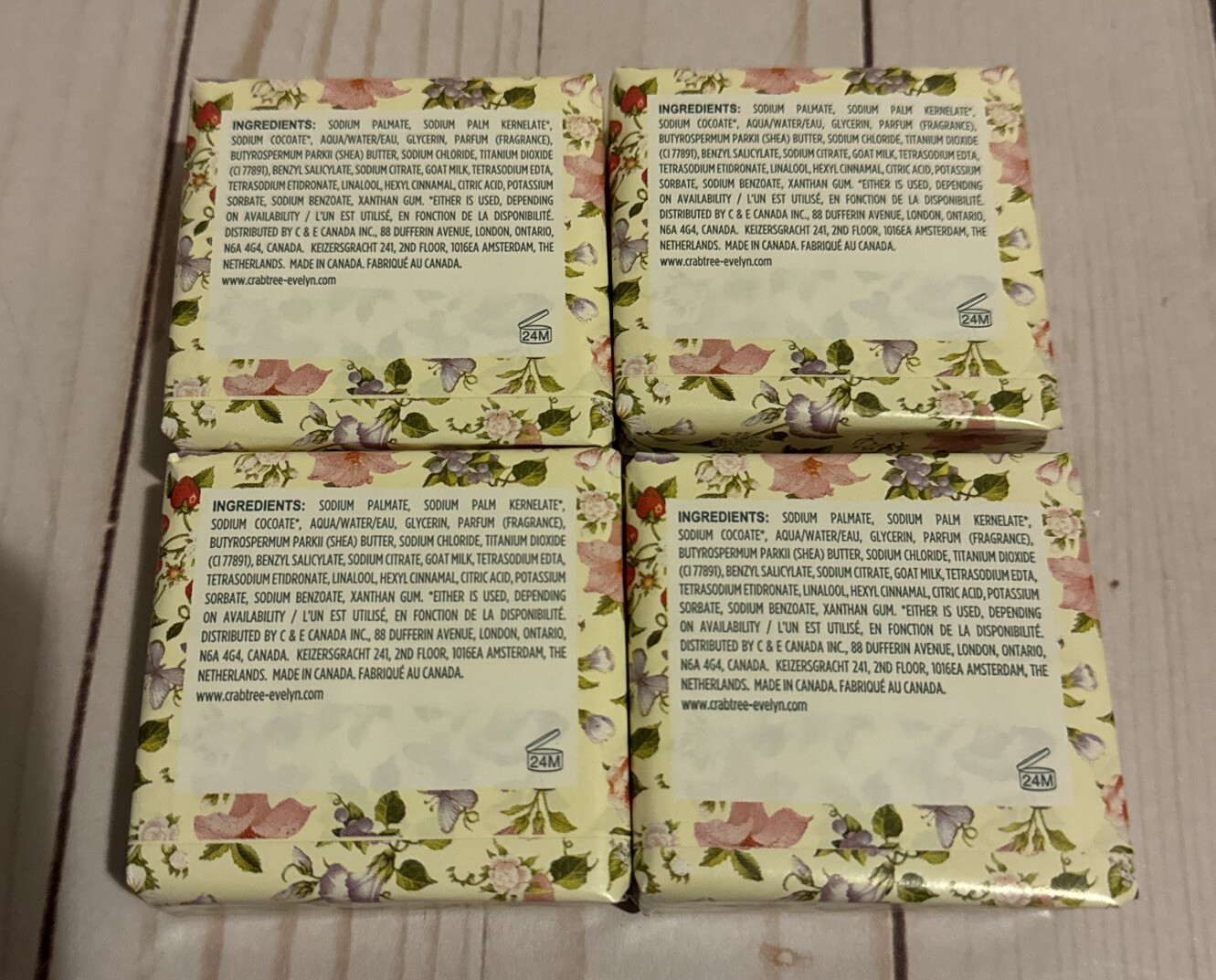 Crabtree & Evelyn Summer Hill Scented Soap Bars 3.5 oz Each Set of 4 New