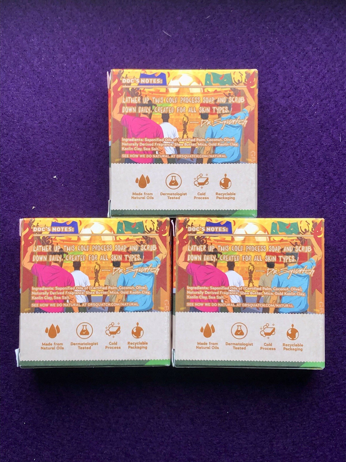 DR. Squatch FIFA Golden Glory Limited edition men’s natural soap￼ 3 Bar Lot🔥HTF