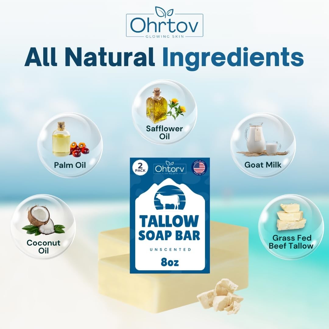 Moisturizing Unscented Beef Tallow Soap Bar – Ideal for Eczema & Sensitive Skin