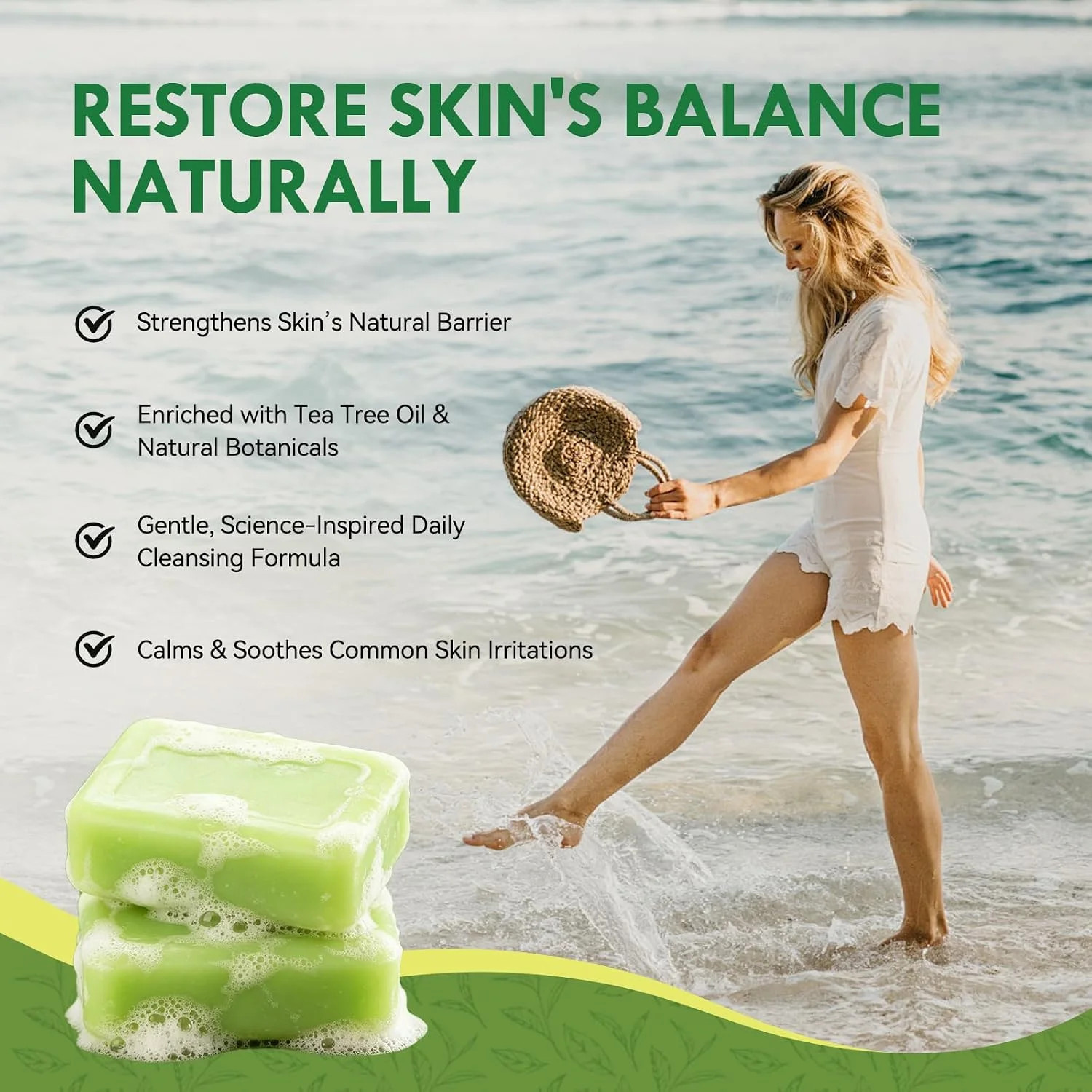 Antifungal Soap Bar for Men & Women: Tea Tree Oil Antifungal Soap for Athlete’s