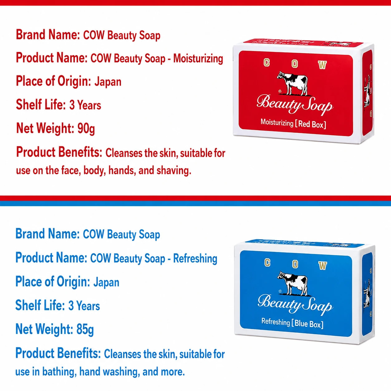 [COW BRAND] Beauty Bar Soap RED Rose Scent 100g JAPAN NEW