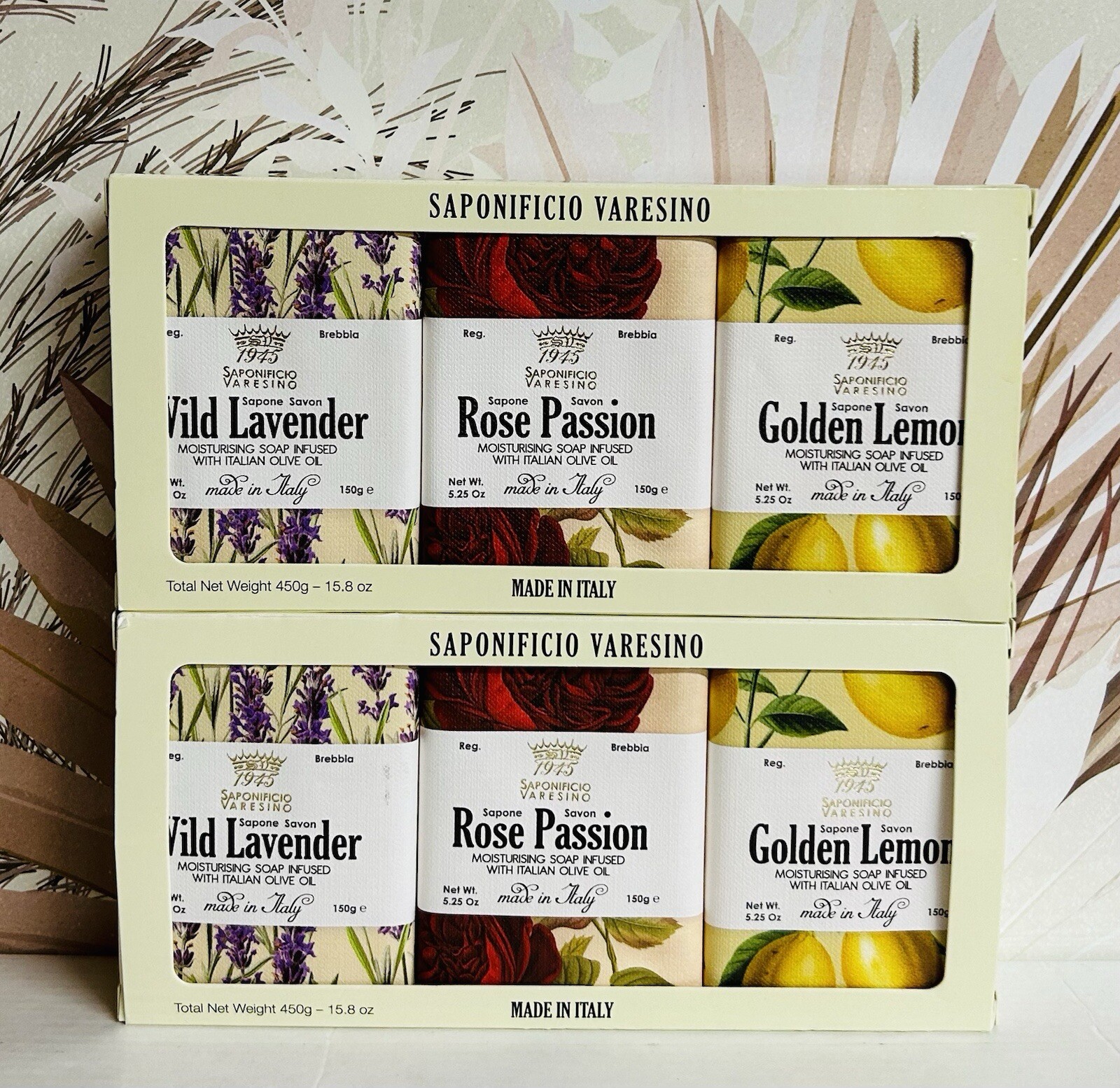 2-Pack Saponificio Varesino Wild Lavender, Rose Passion & Golden Lemon Bar Soap