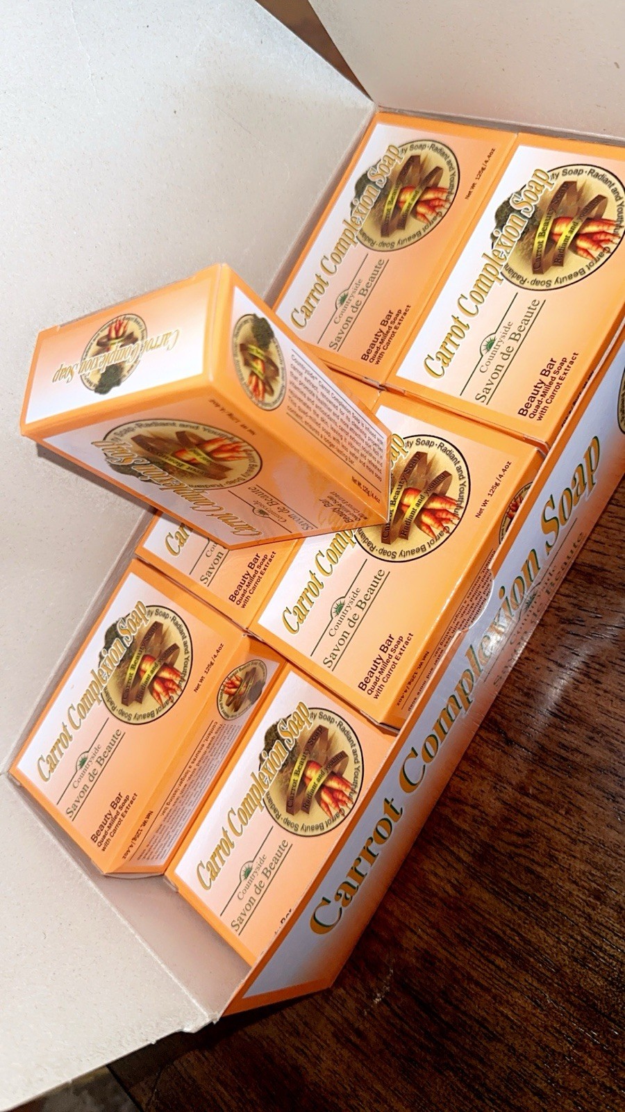12-BAR- CARROT COMPLEXION SOAP BEAUTY BAR WITH CARROT OIL 125g (each) BRAND NEW!