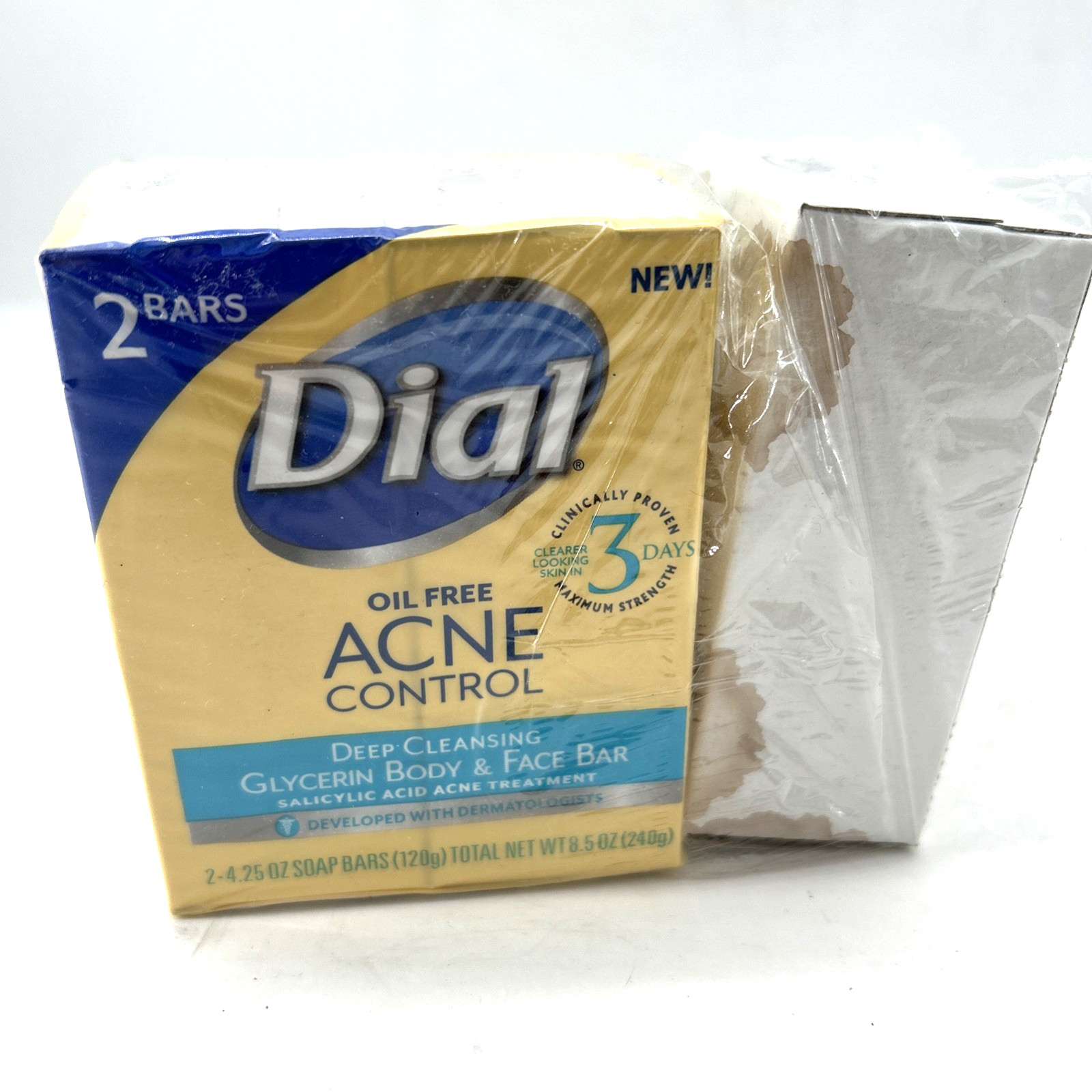 Dial Oil Free Acne Control Deep Cleansing Bar Soap 3 Bars Total One With Damage