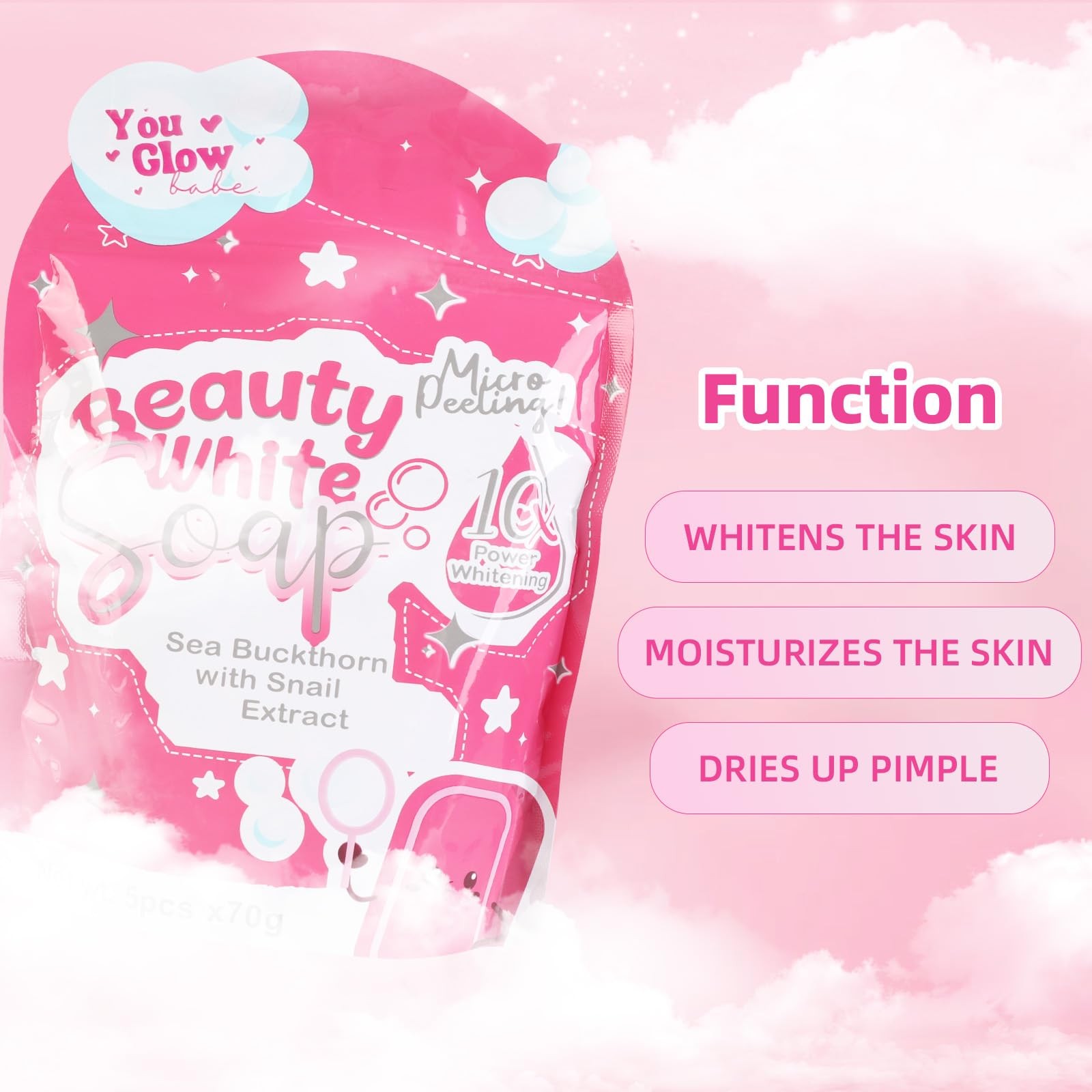 You Glow Babe, You Glow Babe Soap, Sea Buckthorn with Snail Extract, Moisturi…