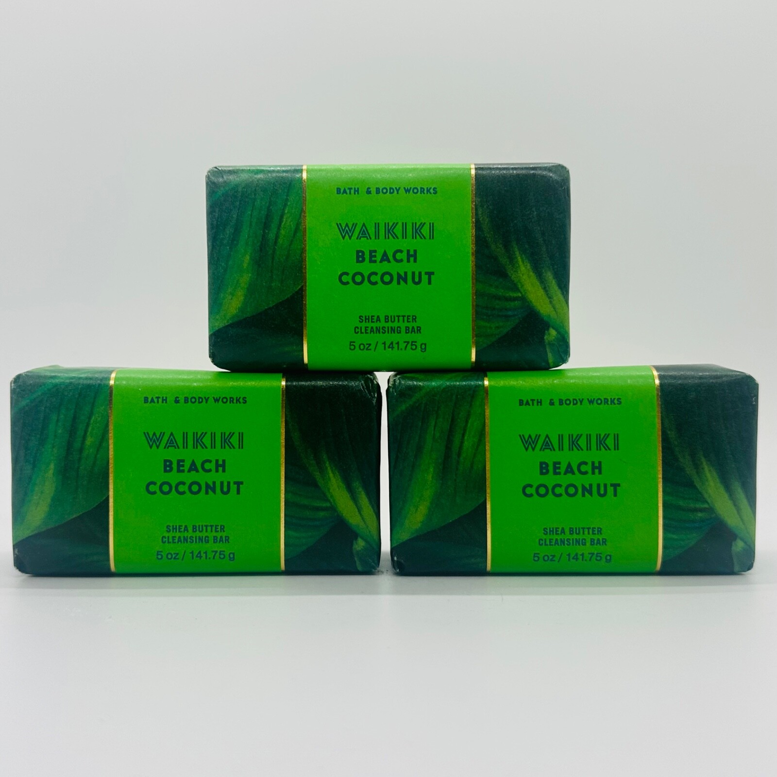 3 Bath & Body Works WAIKIKI BEACH COCONUT Shea Butter Cleansing Bar Soap 5 oz
