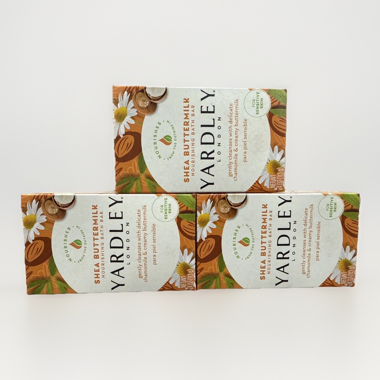 Yardley Shea Buttermilk and Chamomile Bar Soap 4.25 oz each NIB 3-Pack
