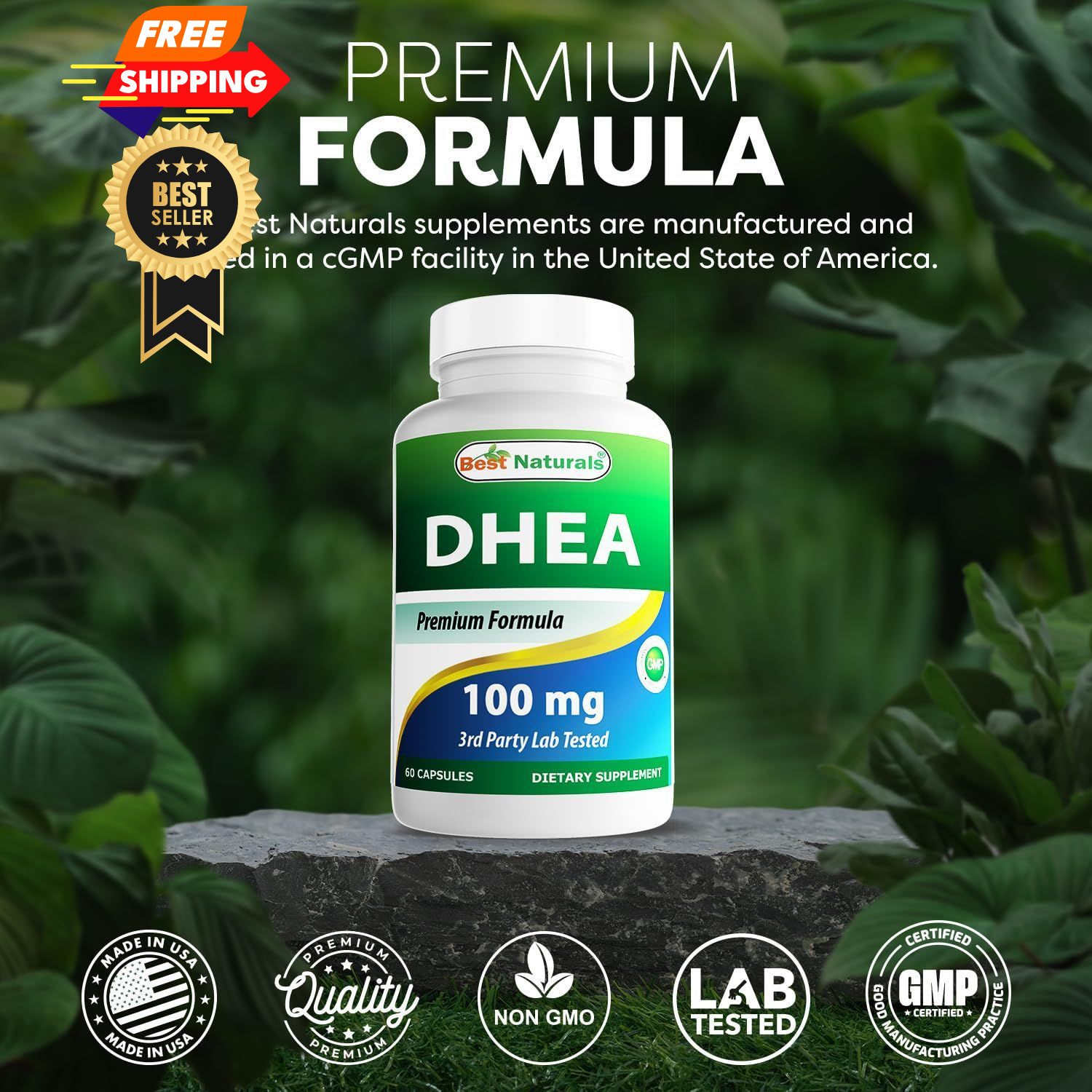 Best Naturals DHEA 100mg Supplement 60 Capsules 60 Count (Pack of 1), 100 Mg