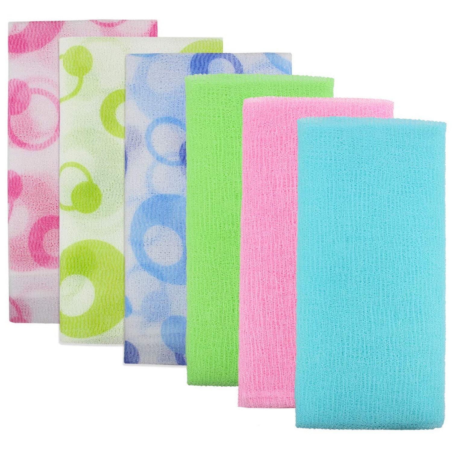 Meetory 6 Pieces Exfoliating Nylon Bath Cloth Towel, 35 inches (90cm) Beauty …