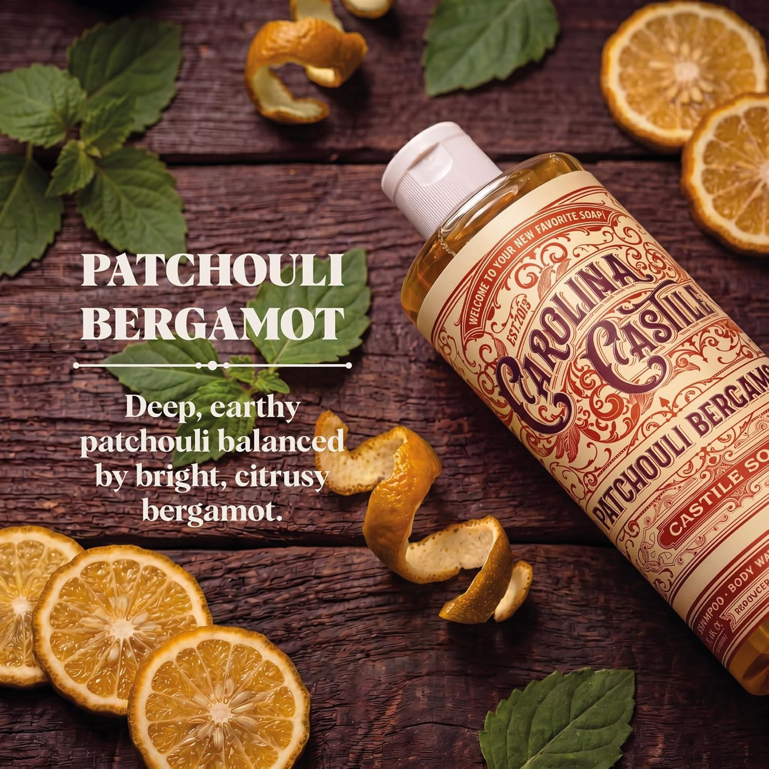 Patchouli Bergamot Scented Castile Soap – Certified Organic, High Olive Oil Cont