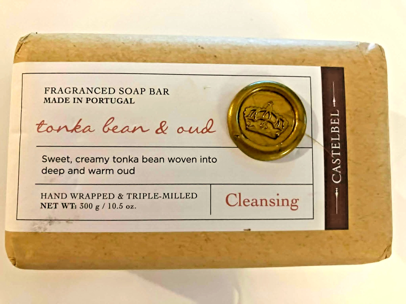 TONKA BEAN & OUD Castelbel 10.5 oz. aromatic triple-milled soap made in Portugal