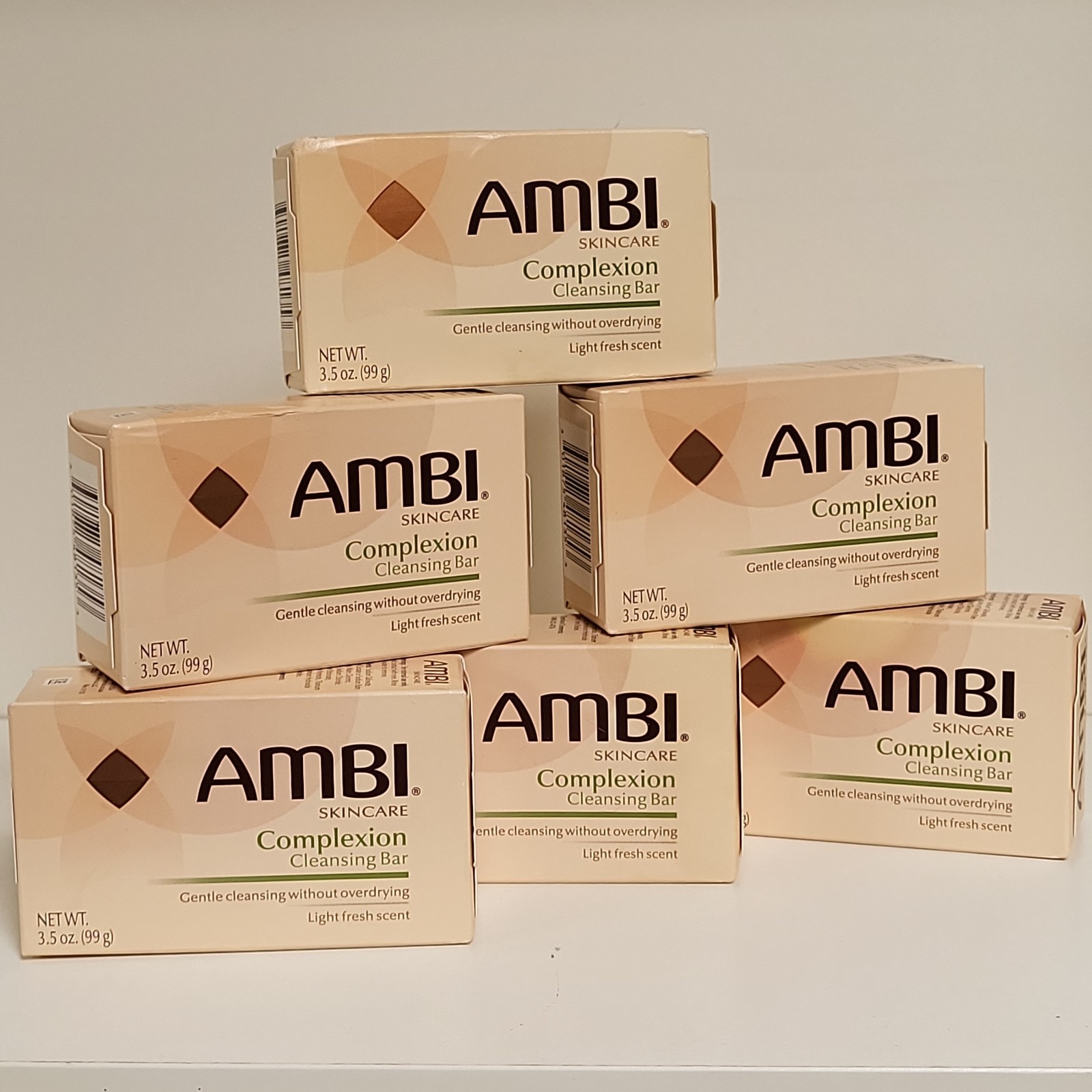 6 x Ambi Complexion Cleansing Bars 3.5 Oz each Light Fresh Scent Skincare Soap