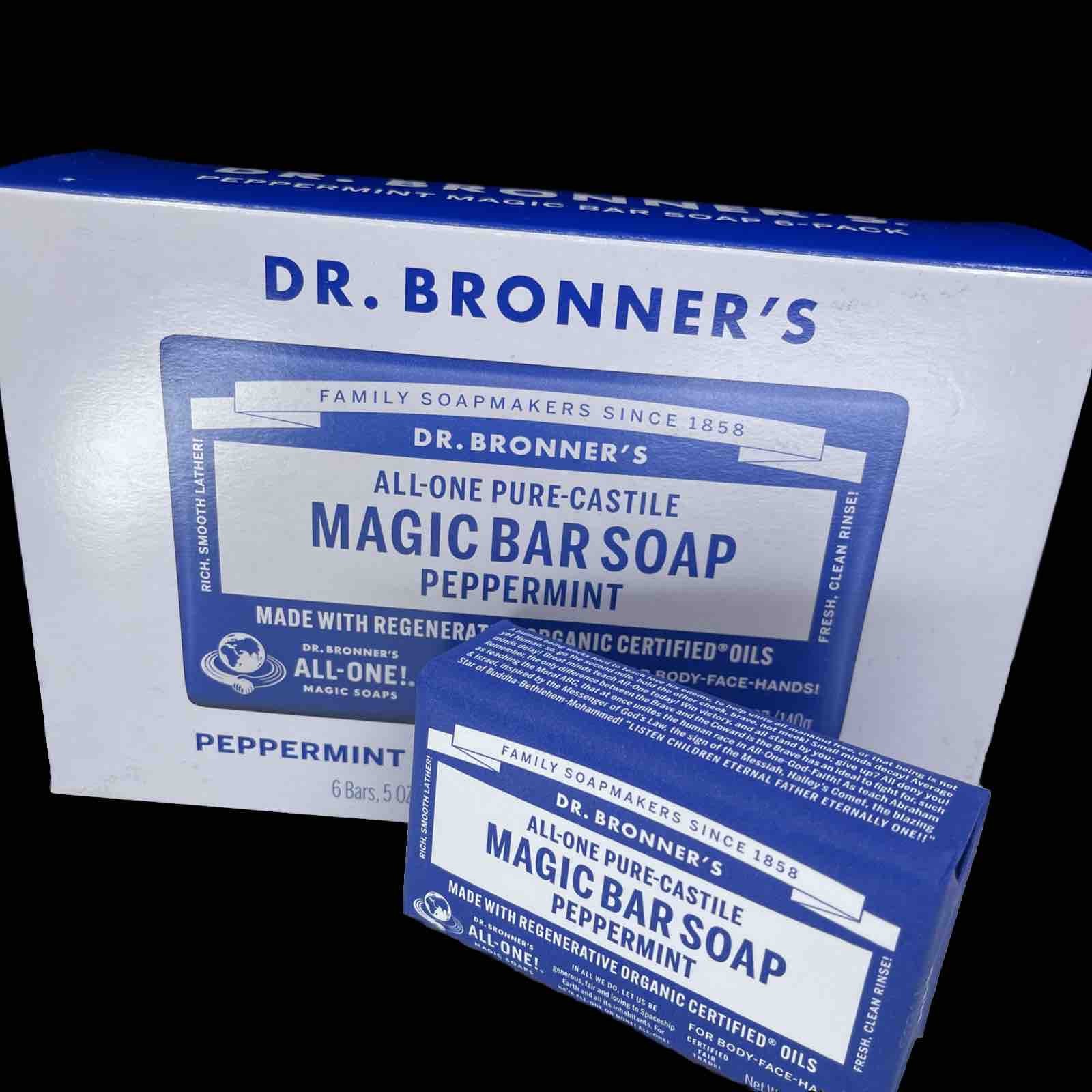 Dr. Bronner’s All-One Pure-Castile Peppermint Magic Bar Soap 6-Pack 5 oz Bars