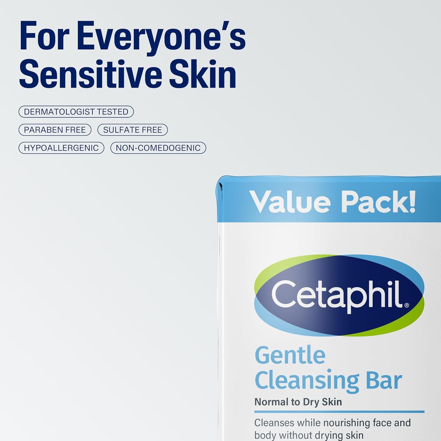 CETAPHIL Gentle Cleansing Bar, 4.5 oz Bar (Pack of 6), Ounce 6)
