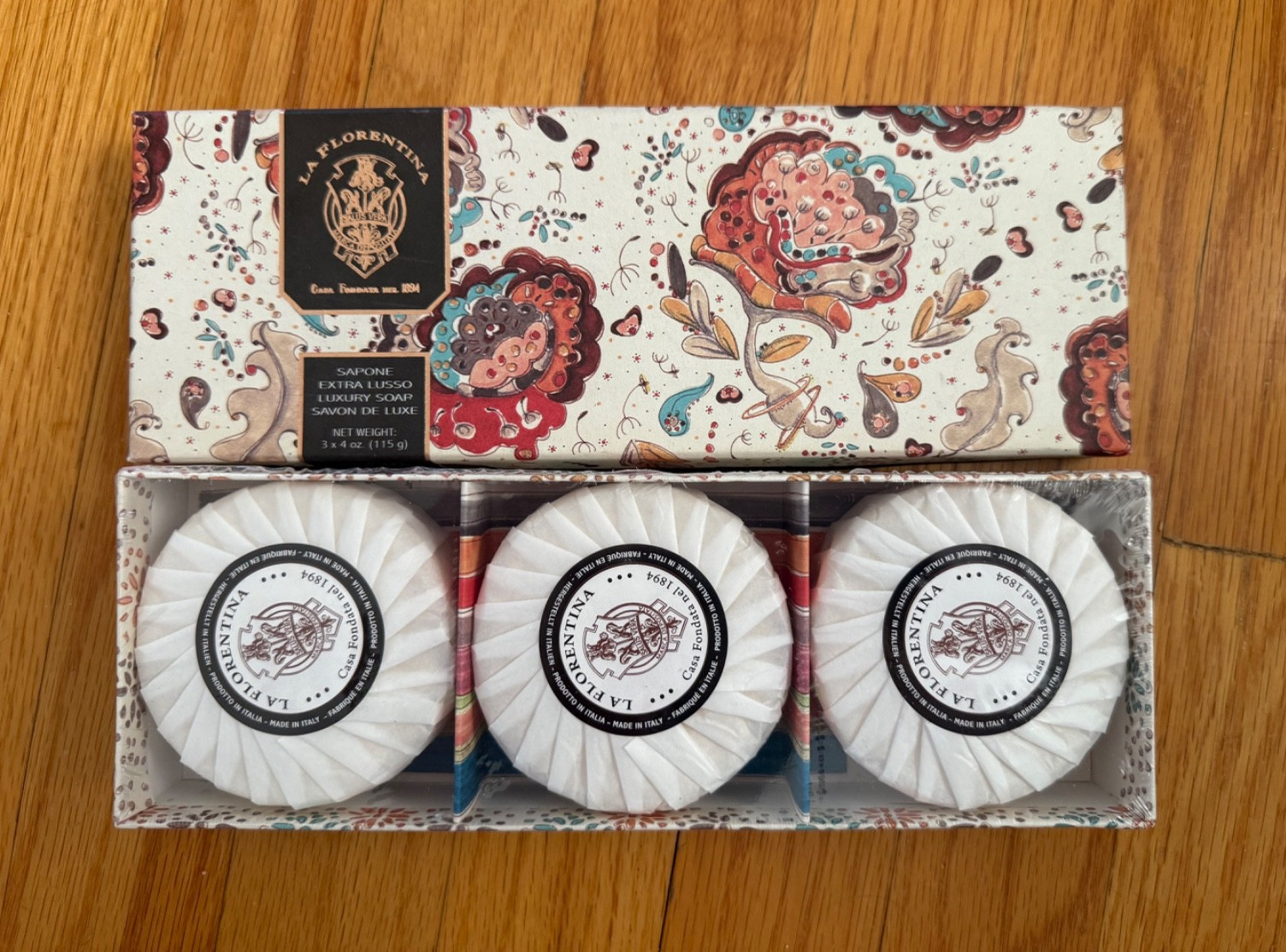 LA FLORENTINA Luxury Round Soap Vanilla Sandalwood Made in Italy (3) 4 oz Bars