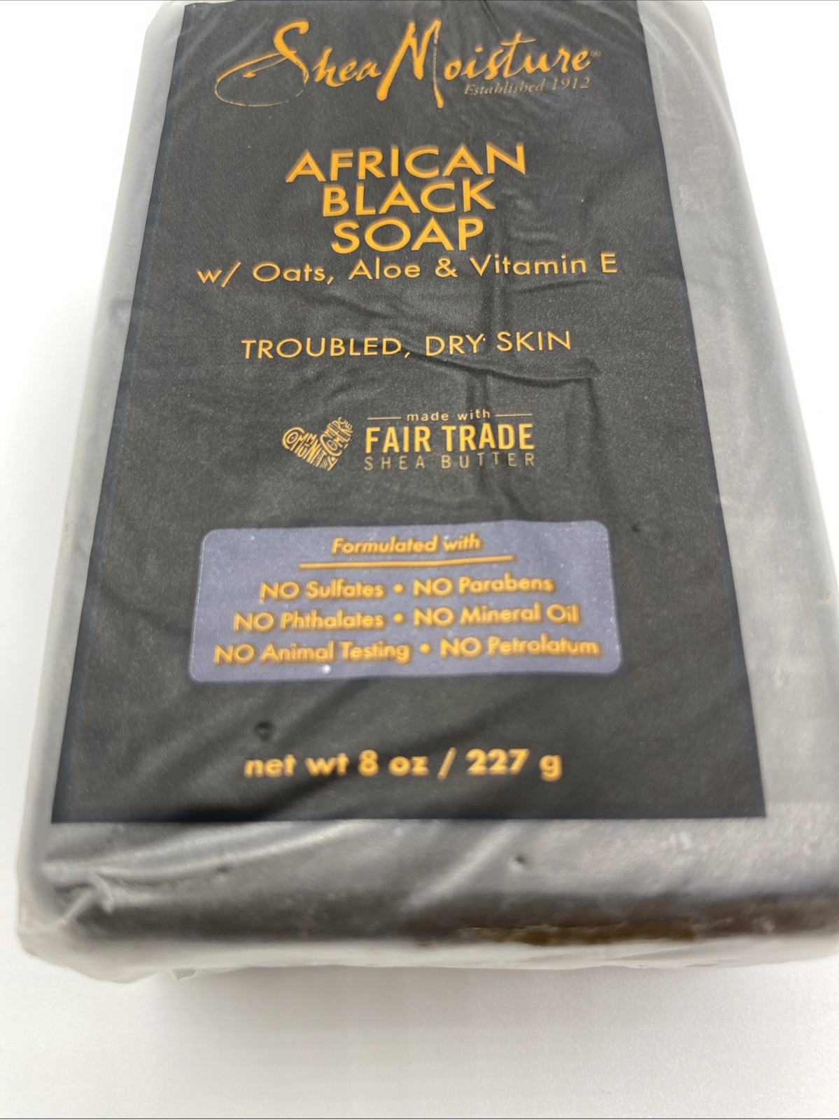 Shea Moisture African Black Soap Oats Aloe Vitamin E For Troubled, Dry Skin 8oz