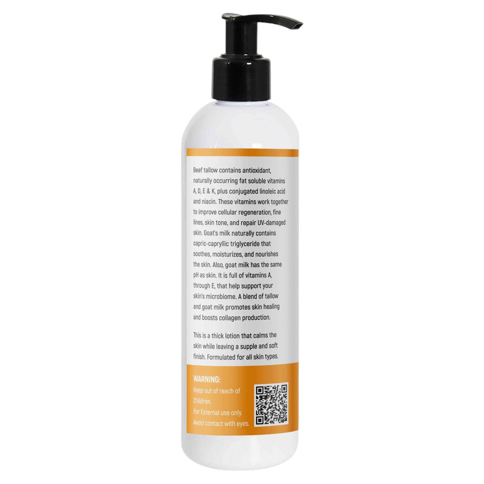 Grass Fed Beef Tallow & Goat Milk Body Lotion- Handmade Unscented Sensitive Skin