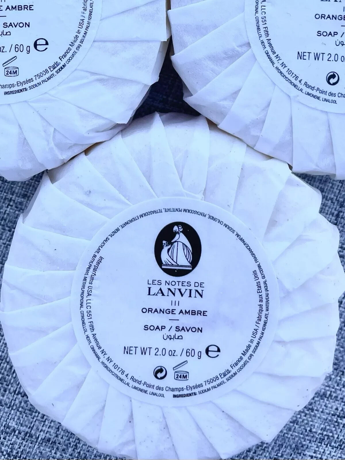 Lanvin Orange Ambre Luxury Soaps Set of 4 Bars. 1 oz or 2 oz