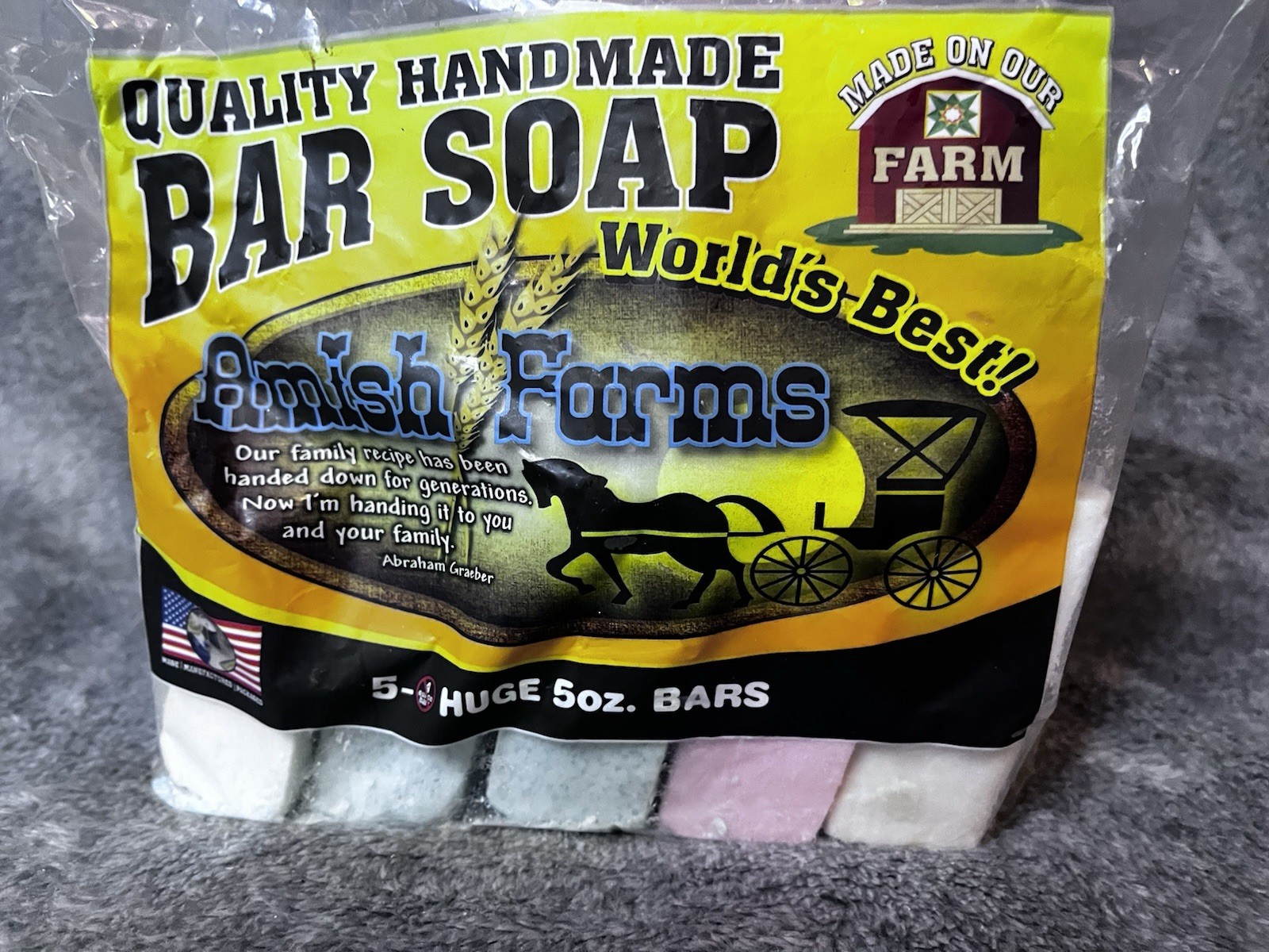 Amish Farm Bar Soap (Pack of 6) Scented Color May Vary In Hand