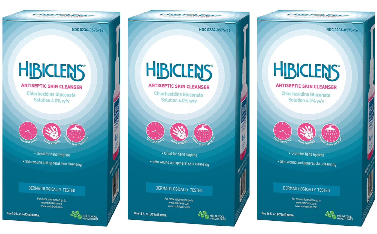 Hibiclens 16oz Antiseptic Skin Cleanser 4% CHG Pump Bottle Non-Sterile – 3 Pack