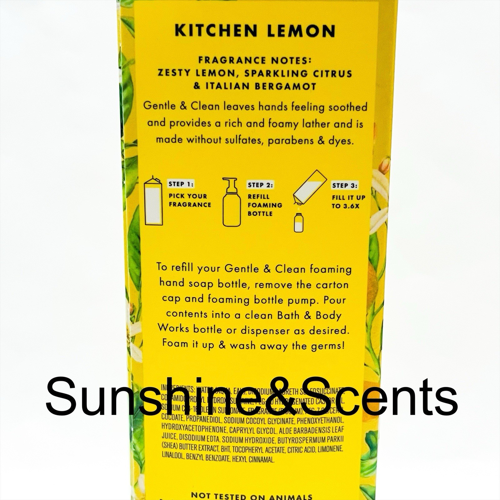 2-PACK Bath & Body Works KITCHEN LEMON Gentle Foaming Hand Soap Refill 32oz -NEW