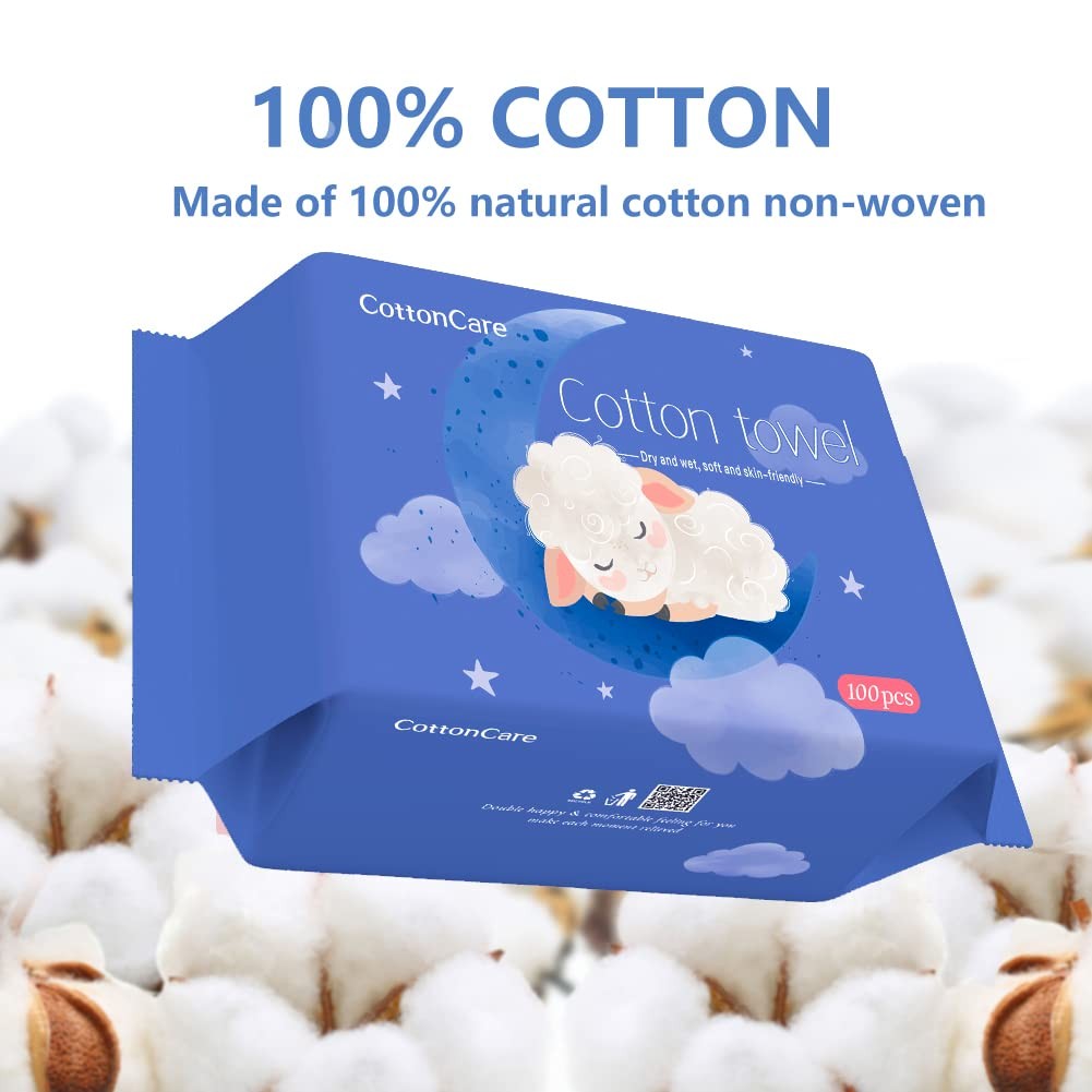 Dry Baby Wipes, Made of 100% cotton, Chemical-free 1 Count (Pack 600)