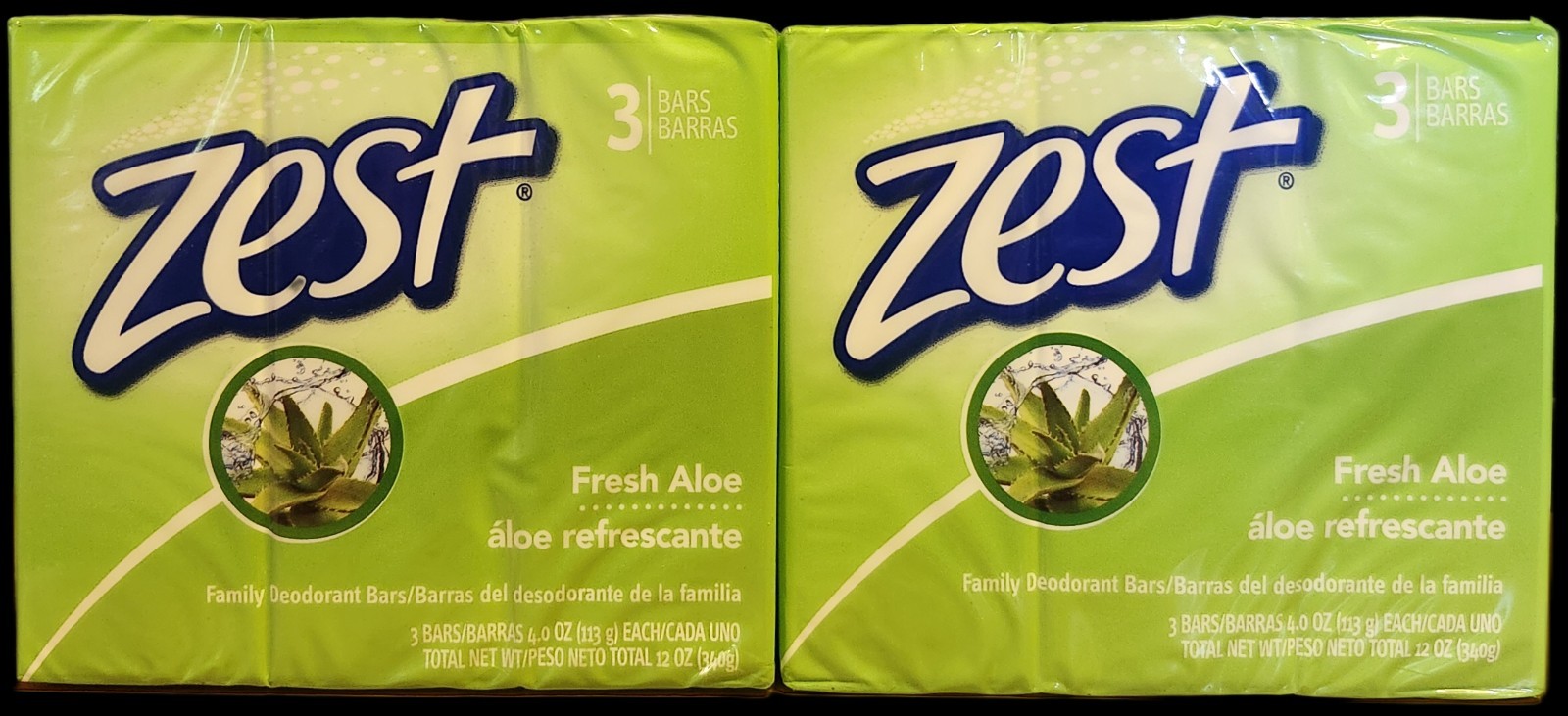 2X3 ZEST FRESH ALOE BAR SOAP FAMILY SIZE 4 OZ BARS FREE SHIPPING USA