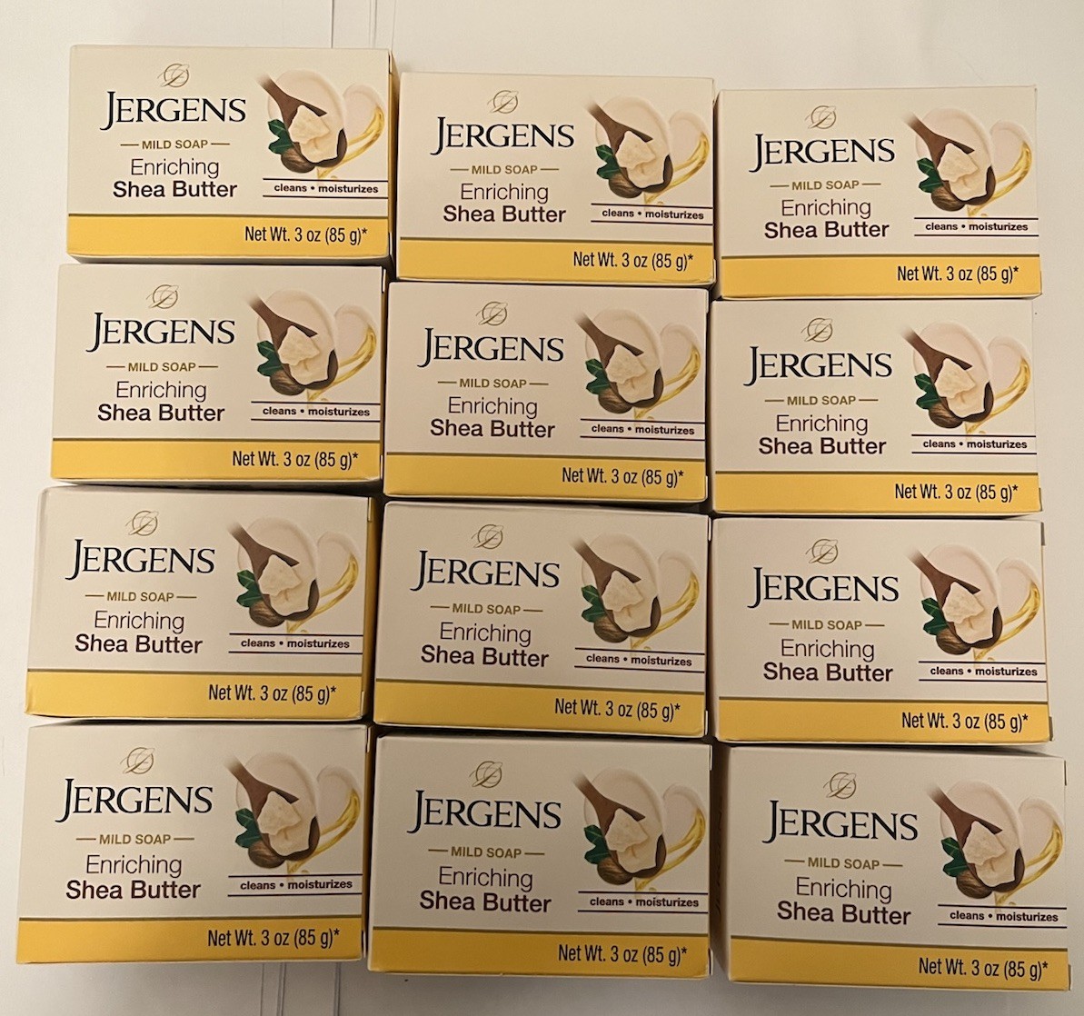 Lot of 12 Jergens Mild Soap Enriching Shea Butter Bars 3oz each, BRAND NEW!