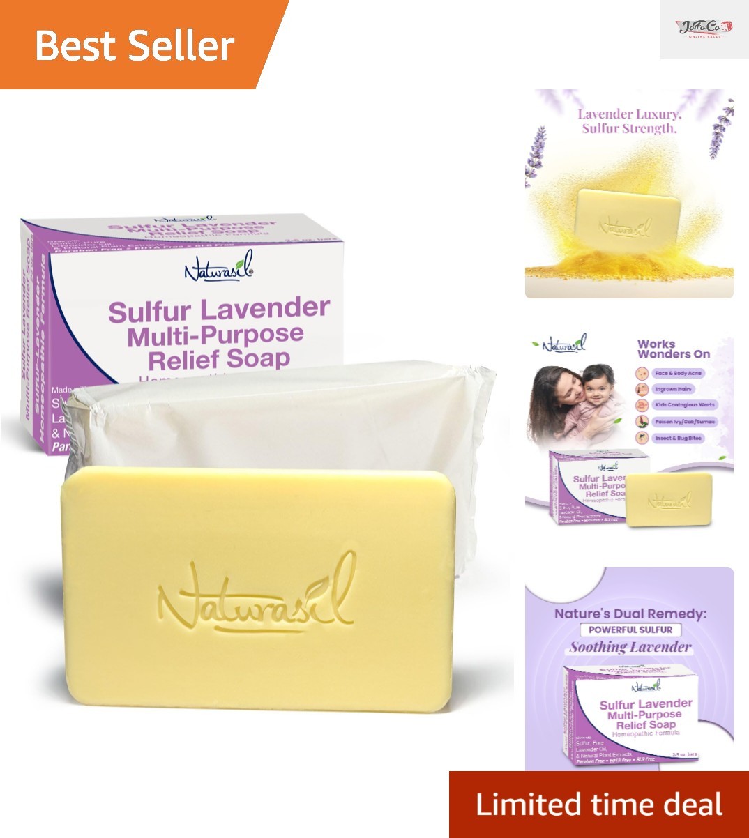 Max-Strength Sulfur Soap with Lavender | Natural Relief for Skin Issues 10oz