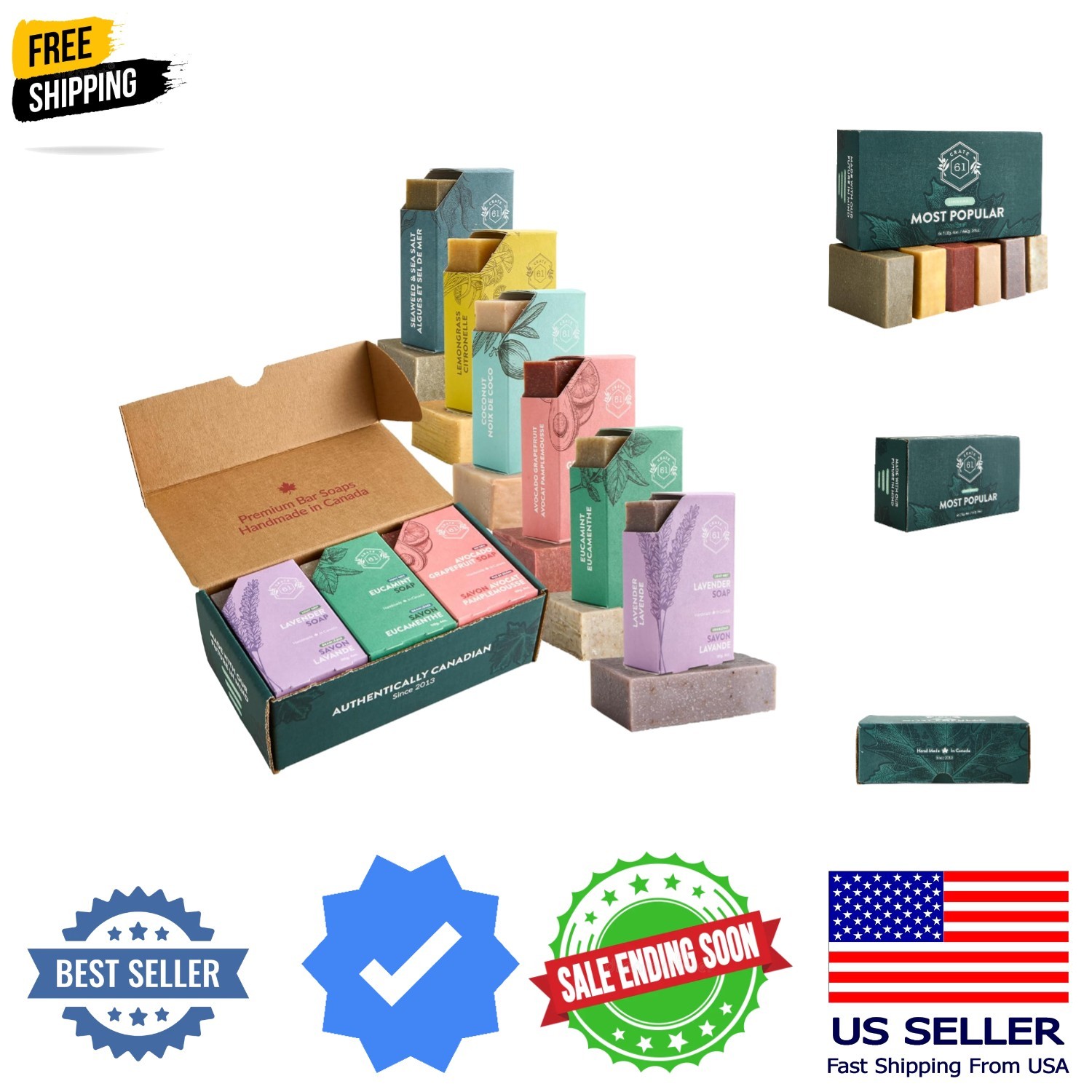 Crate 61, Handmade in Canada, Plant Based Cold Process Natural Bar Soap, With…