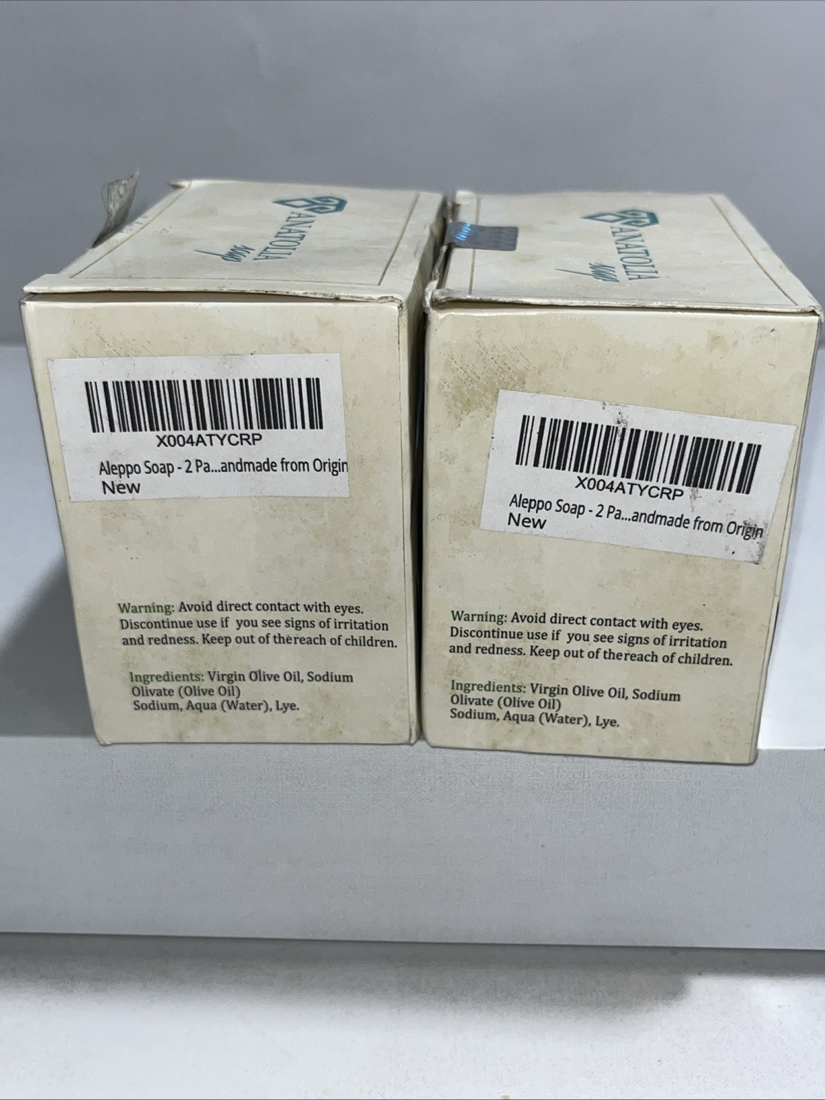 2 Box’s Mesopotamia Natural Olive Bar Soap, 14oz Each Bar, 4 Bars Total