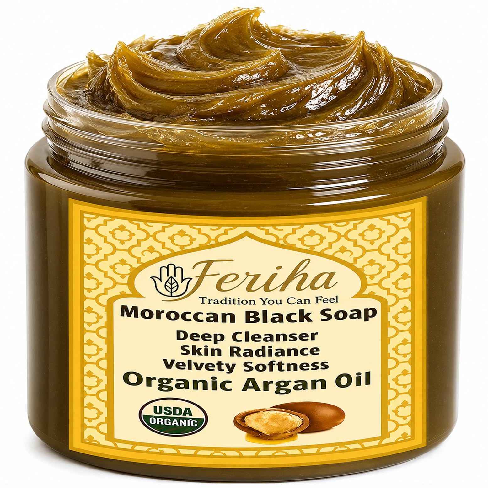 Organic Moroccan Black Soap (Argan Oil) – Made in Morocco – 7 oz